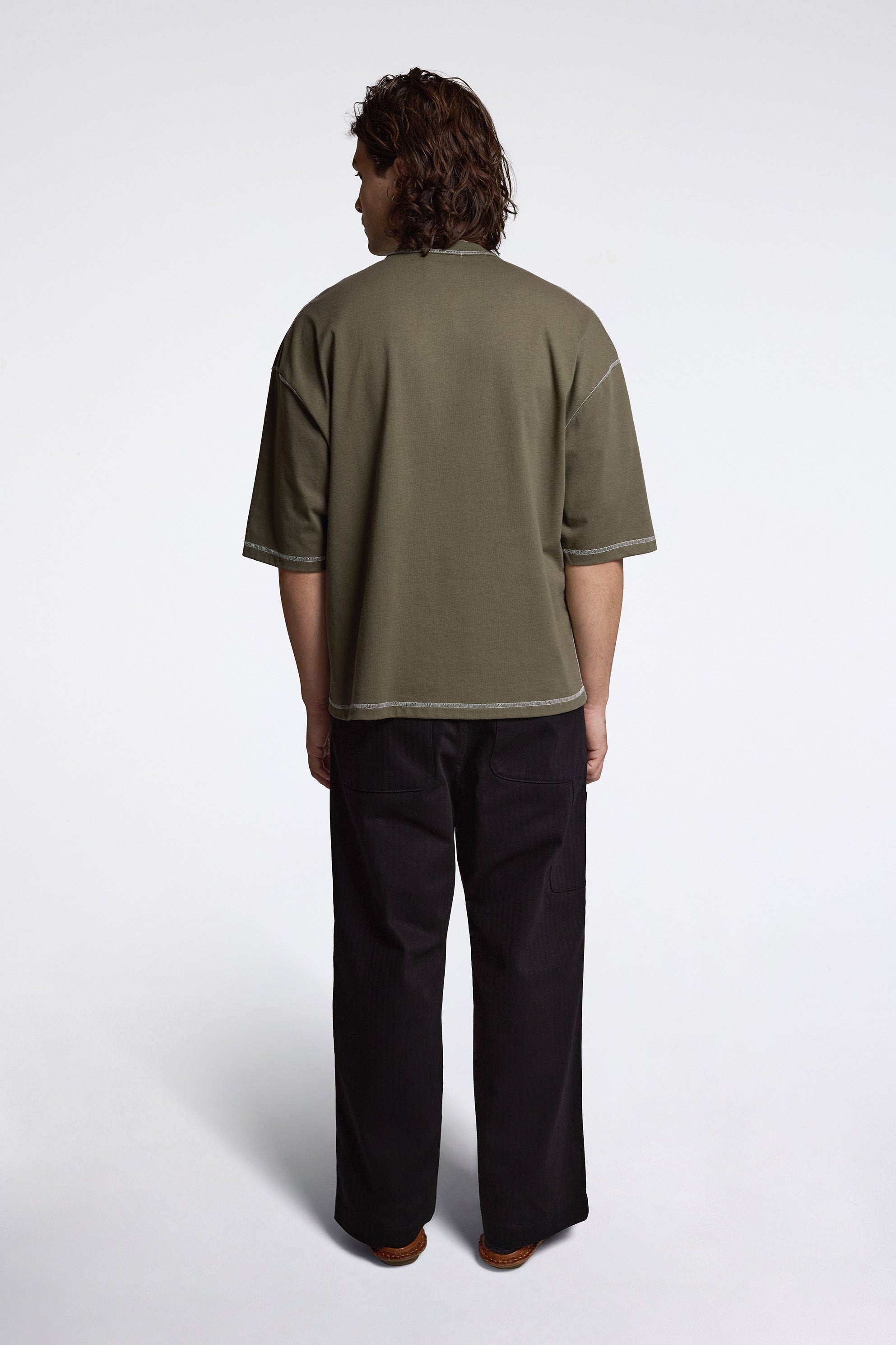 Contrast Stitch T-Shirt Khaki