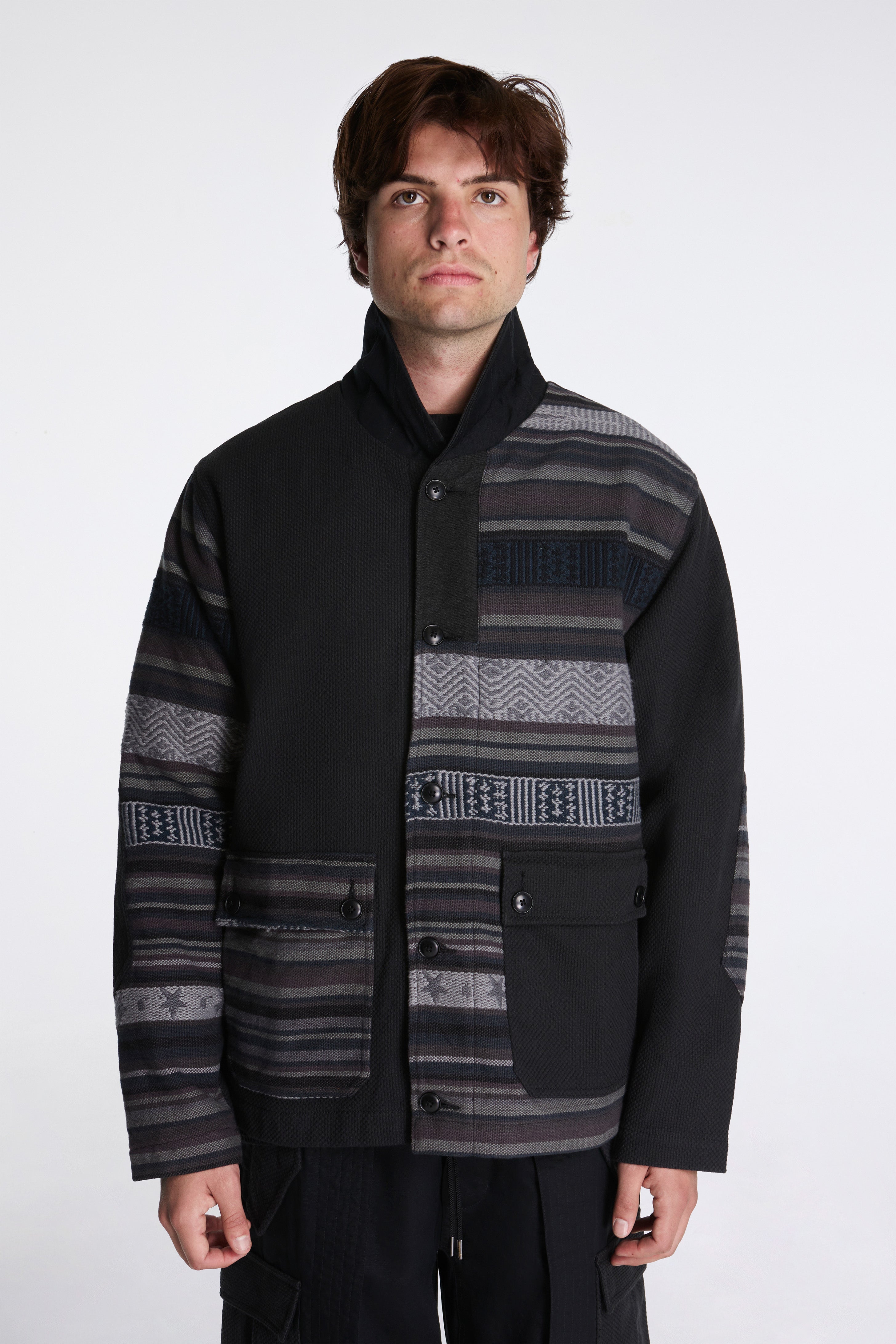 Upcycled Shawl Chore Jacket Black