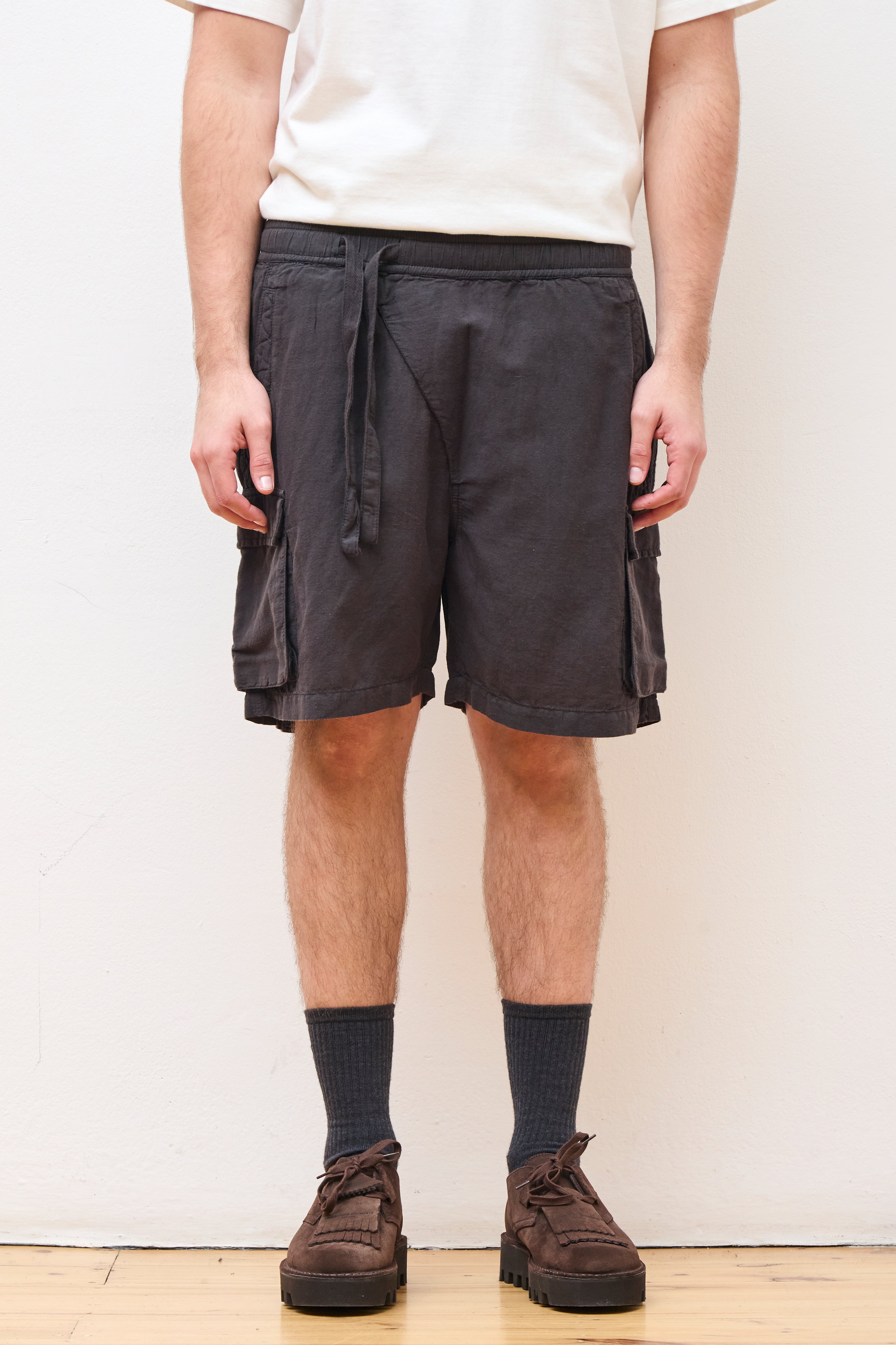 Hemp Cargo Asym Track Shorts Black