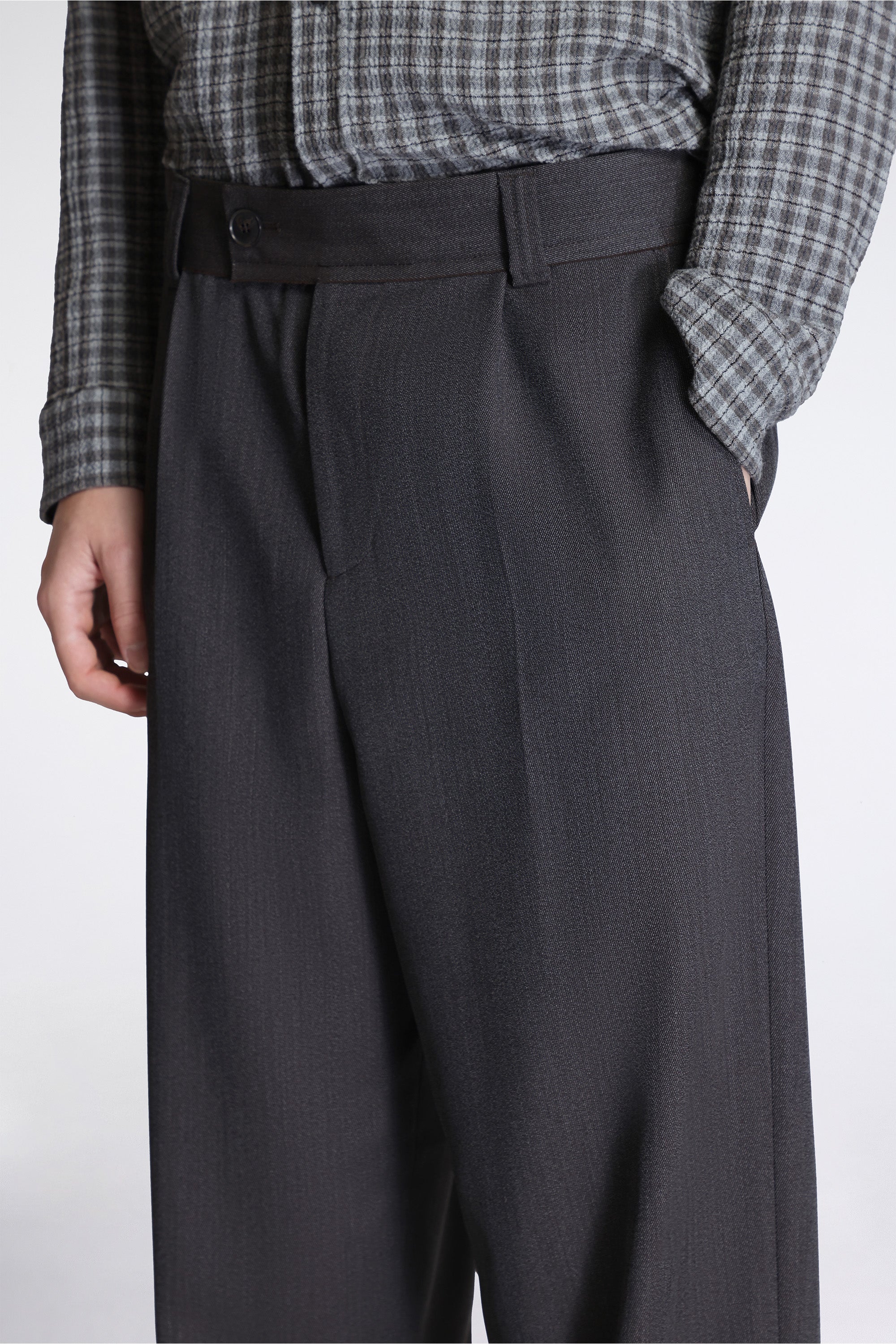 Patch Trousers Taupe Wool Twill
