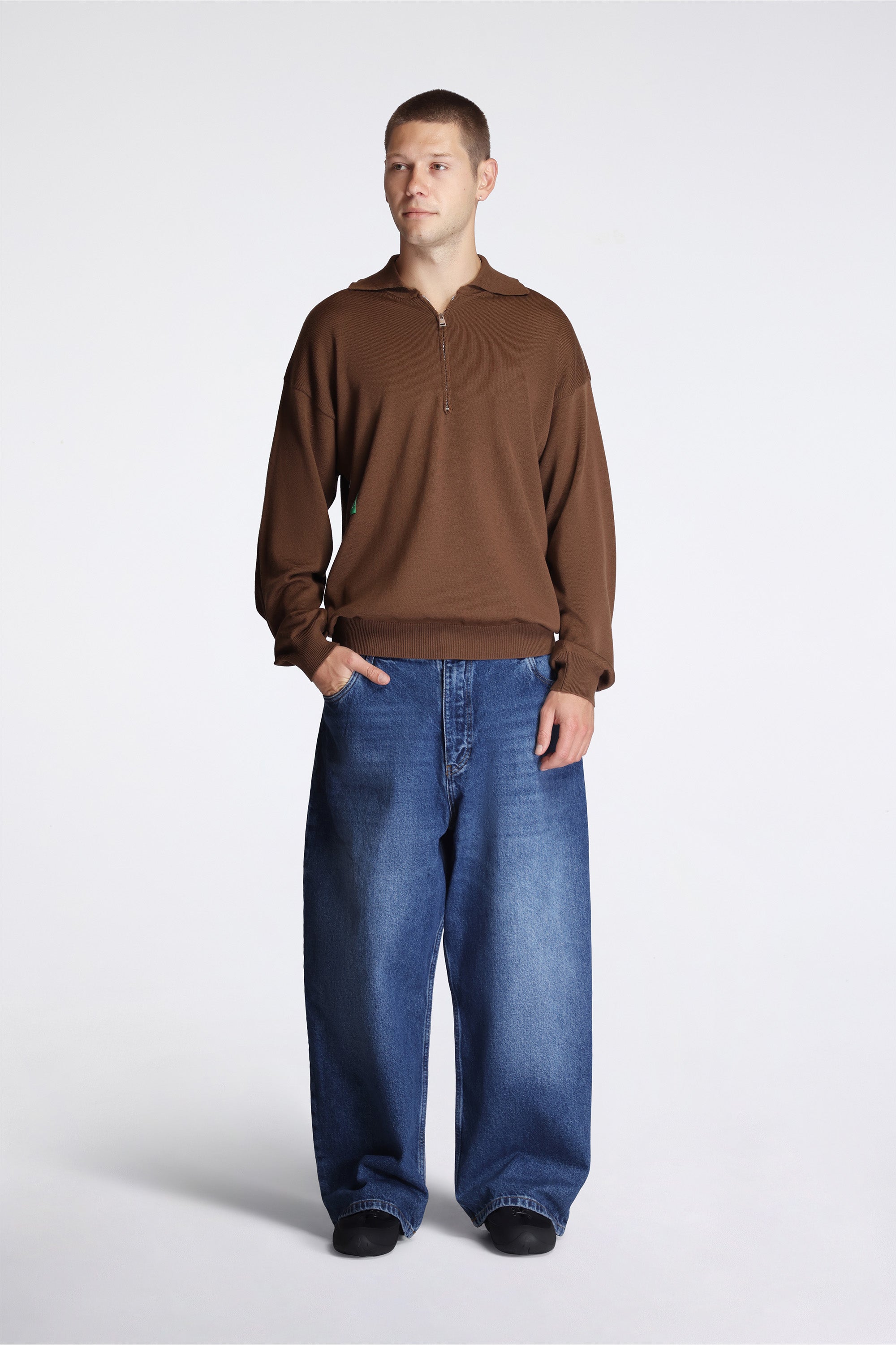 Merino Wool Quarter Zip Sweater Espresso