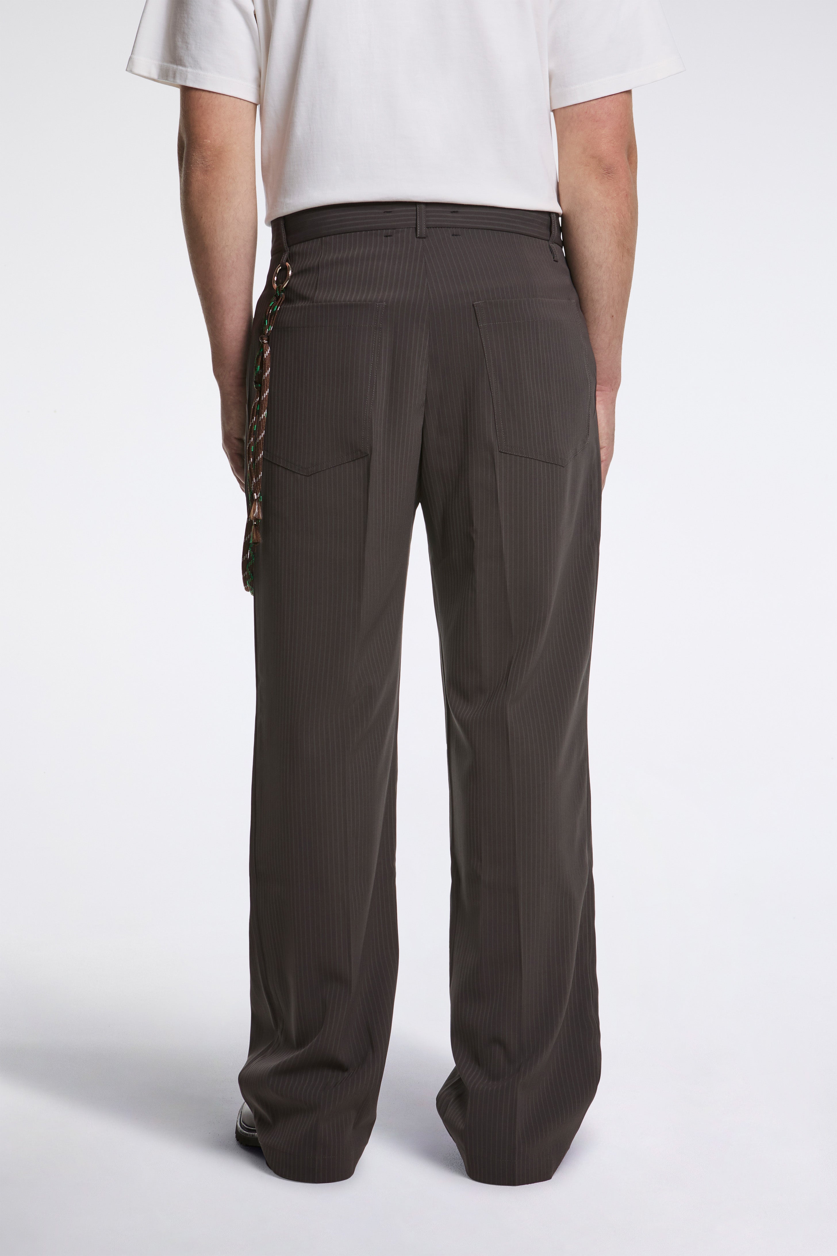 Loose Pleated Pant Brown Stripe