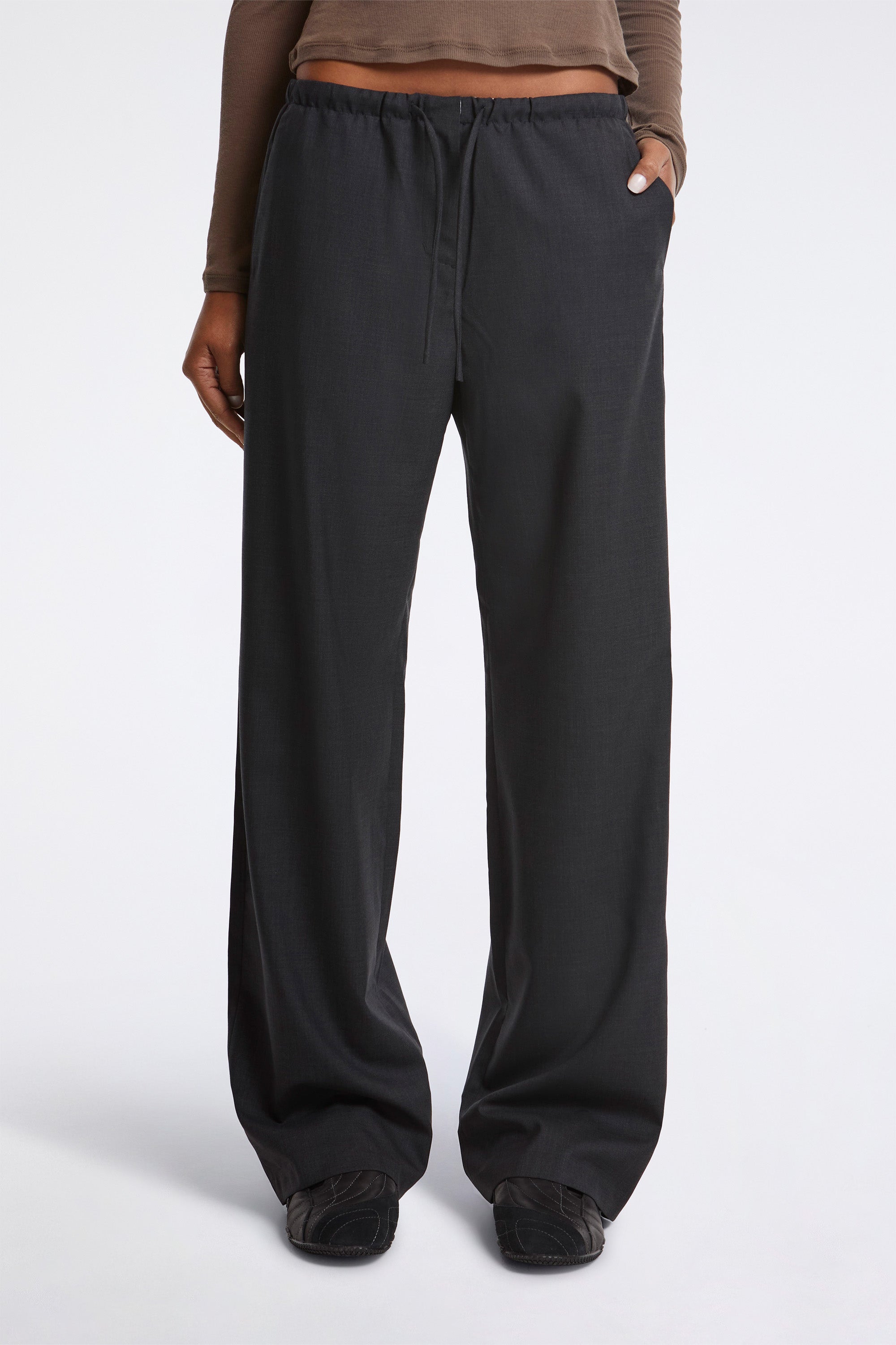 Wool Banding Pants Charcoal