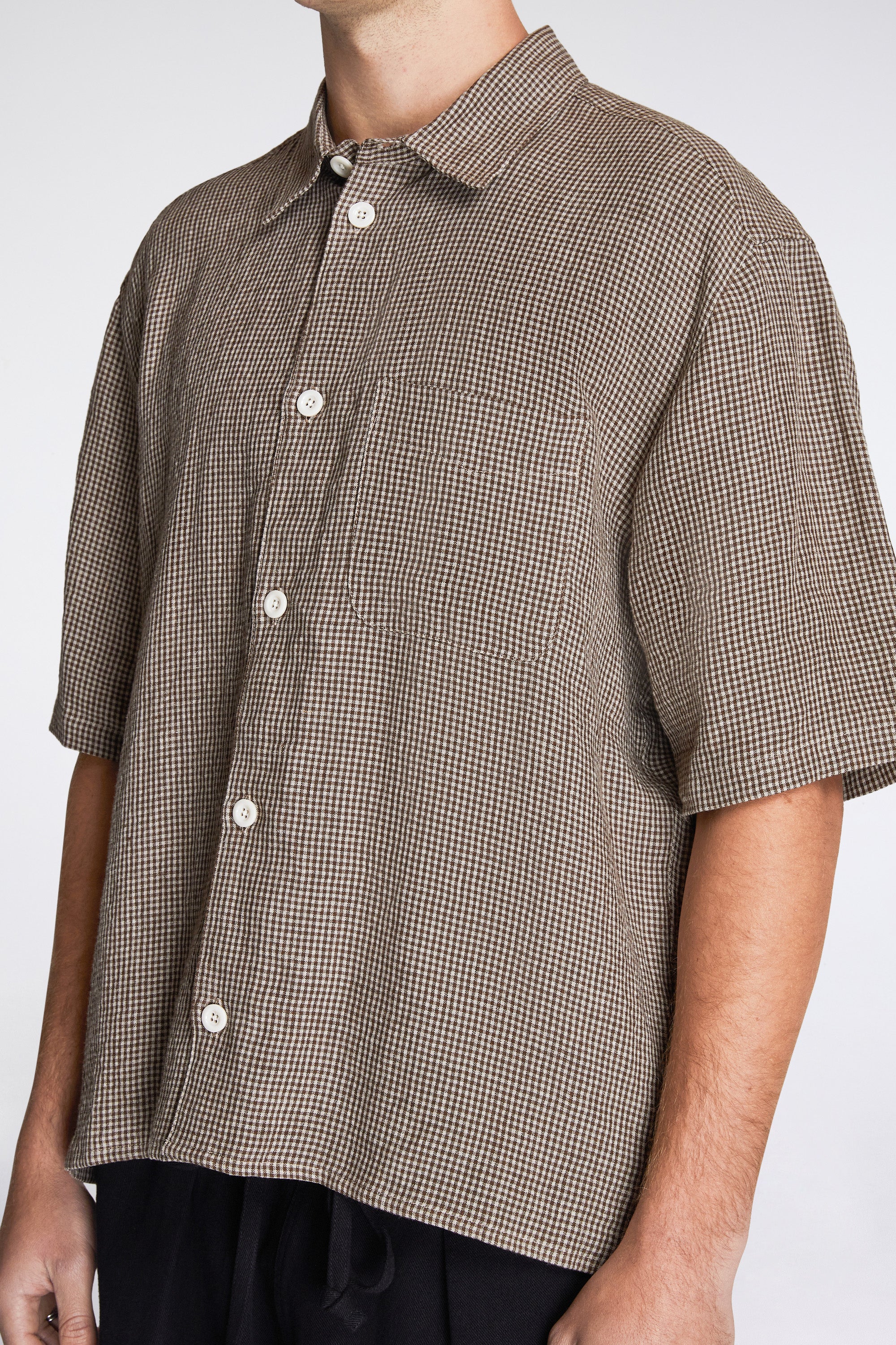 Relaxed Farmer Shirt Short Sleeve Straw Check
