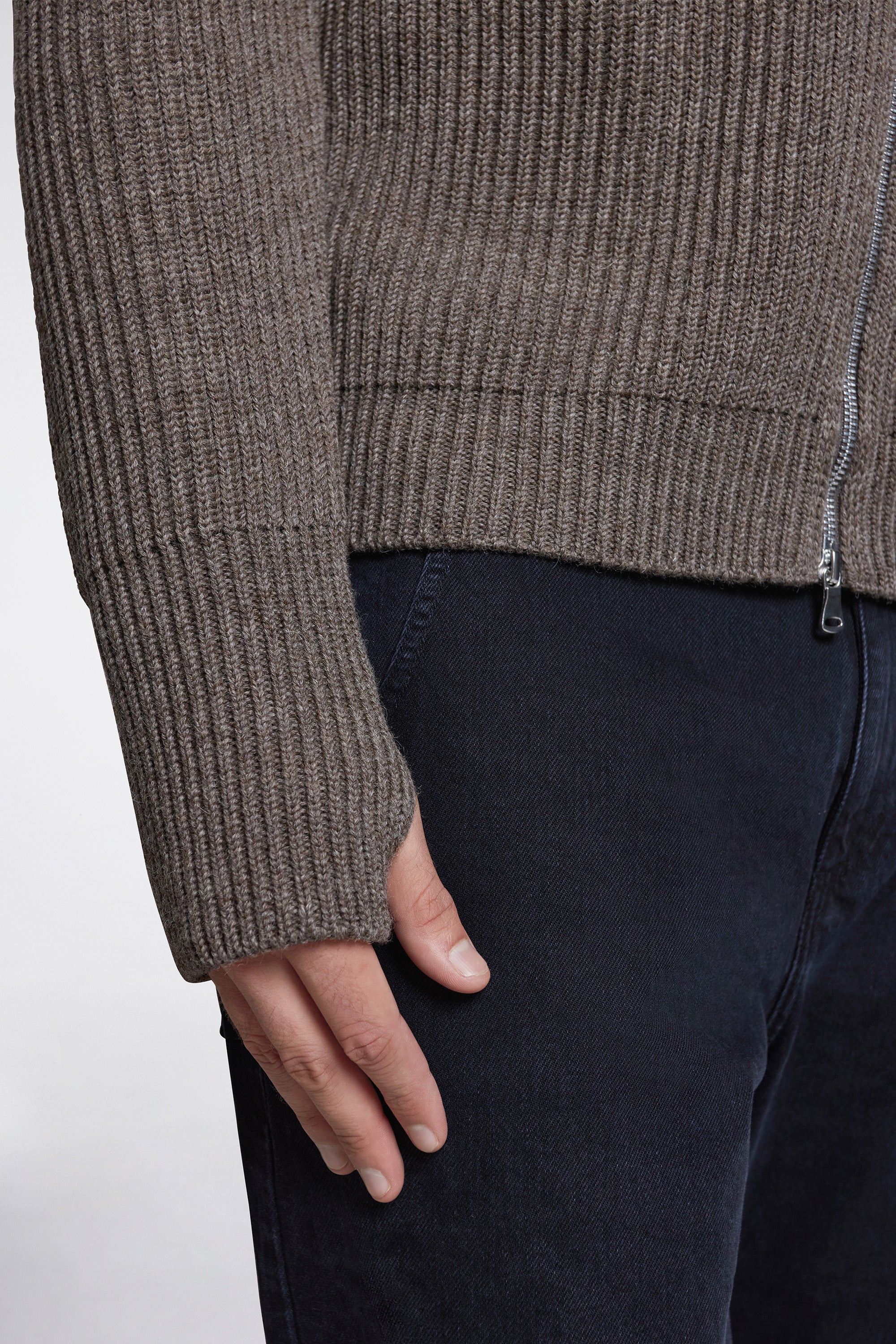 Navy Full-Zip Natural Taupe