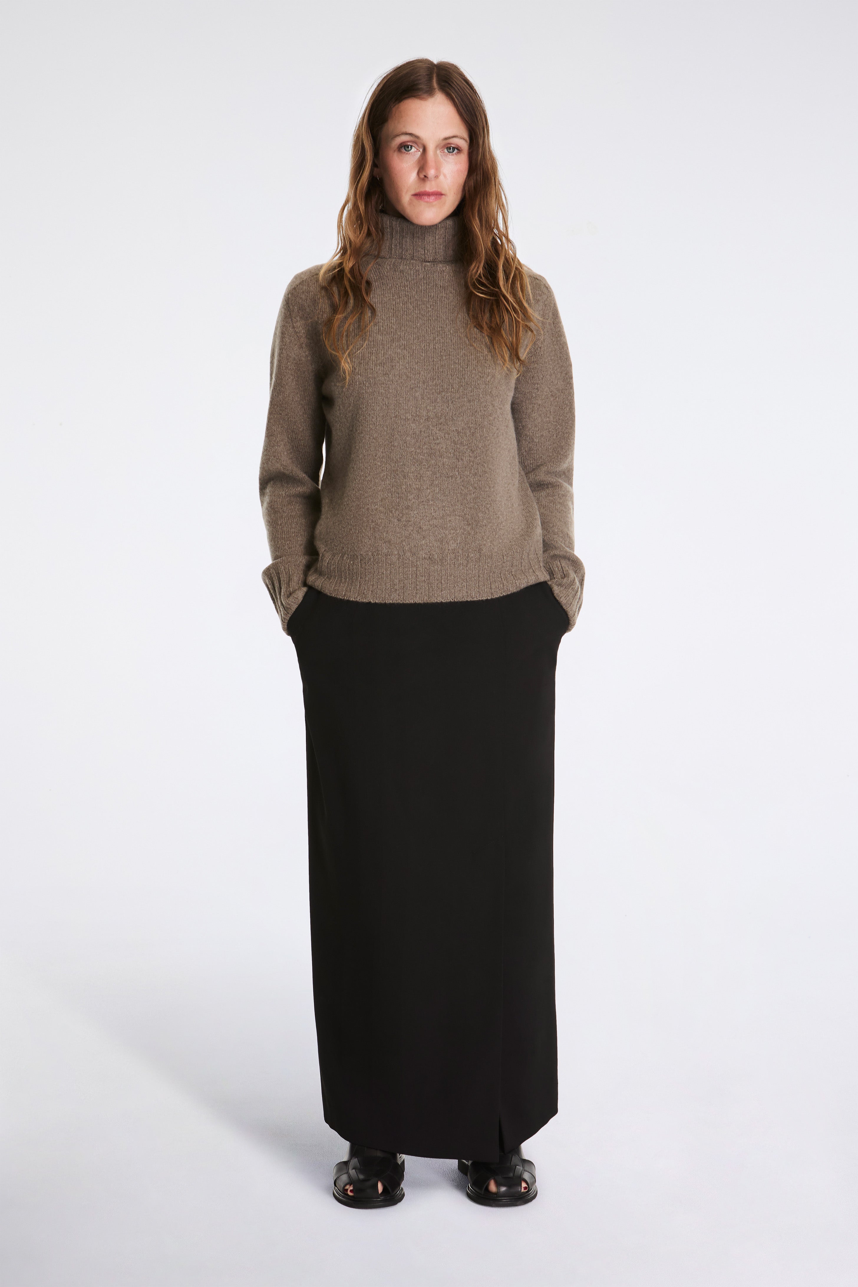 Wide Roll Neck Natural Melange