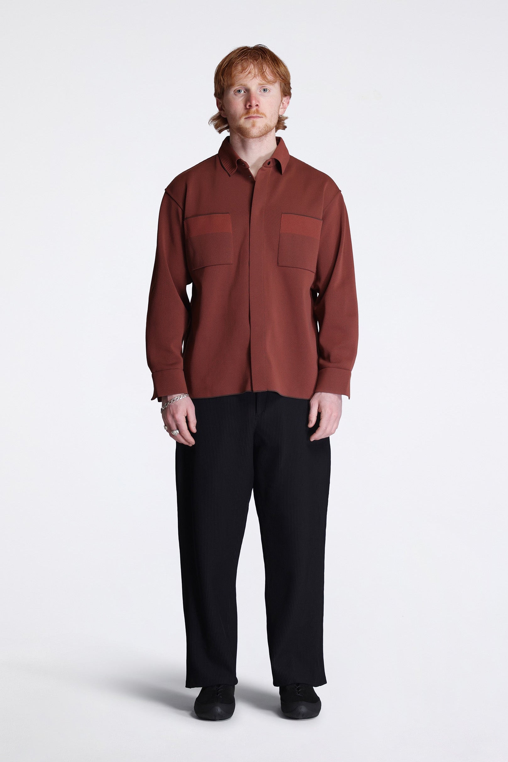 Soft Milan Covered Placket Shirt Auburn