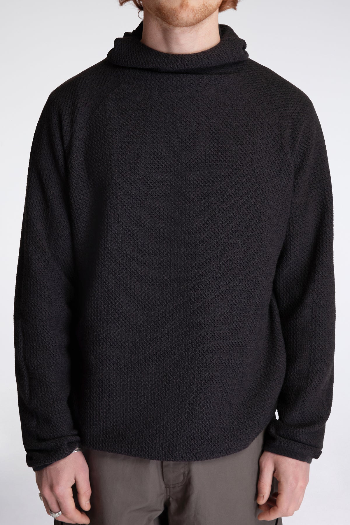 Perforated Wholegarment Knit Top Black