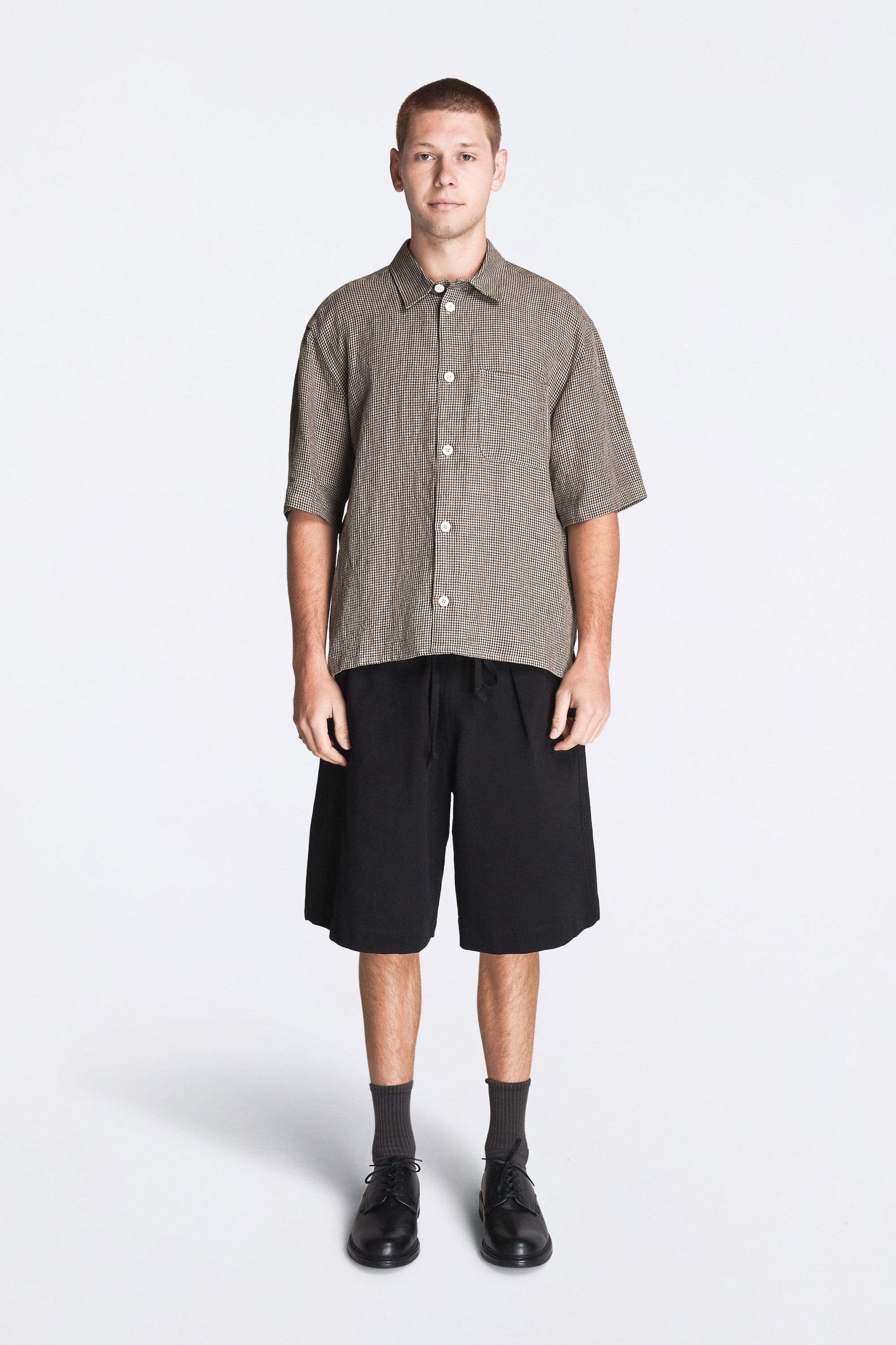 Relaxed Farmer Shirt Short Sleeve Straw Check