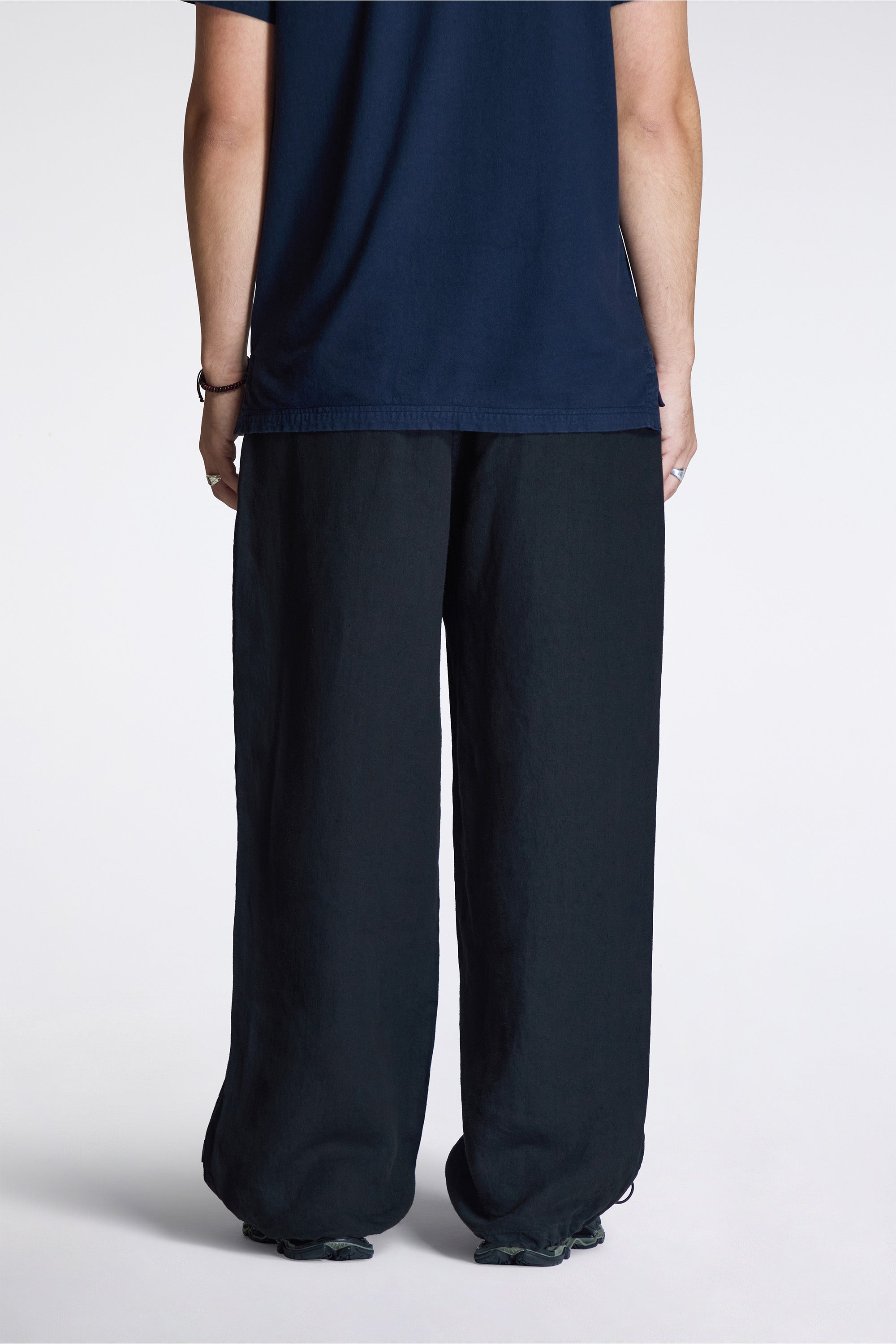 Maha Asym Linen Pleated Pants Black