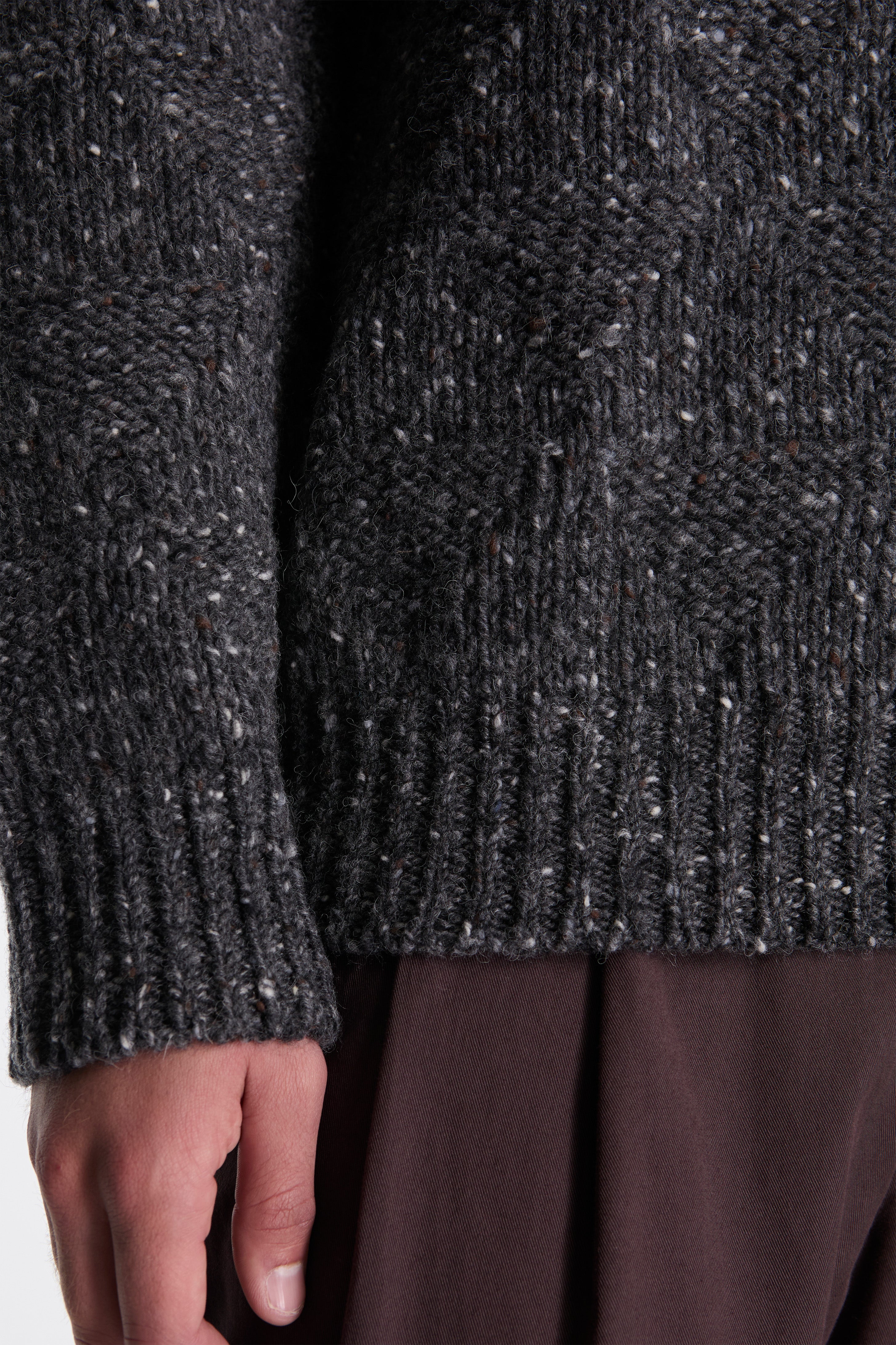 Norse Projects Jonas Donegal Diamond Sweater Charcoal Grey