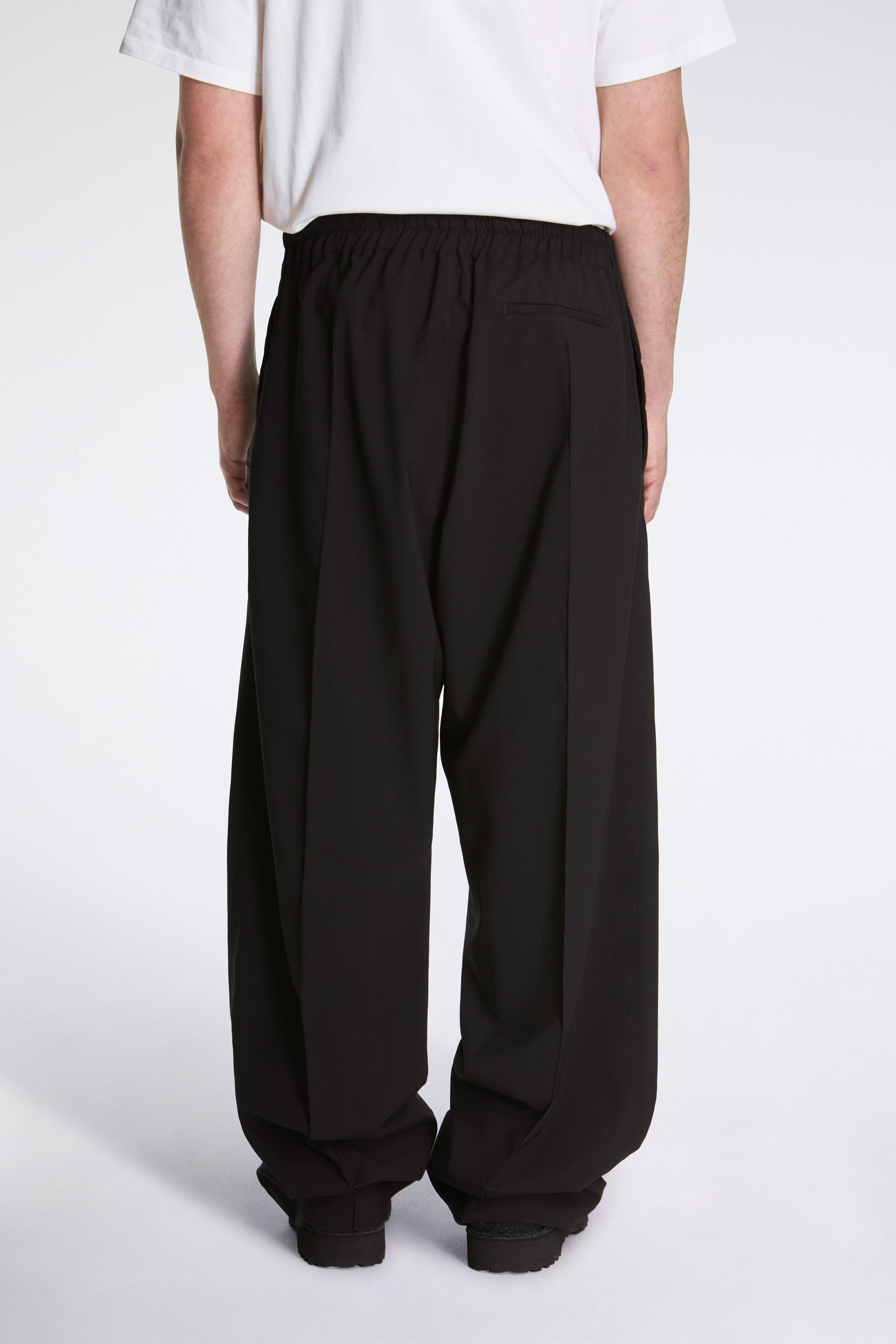 Black Wool Trouser With Drawstring Black