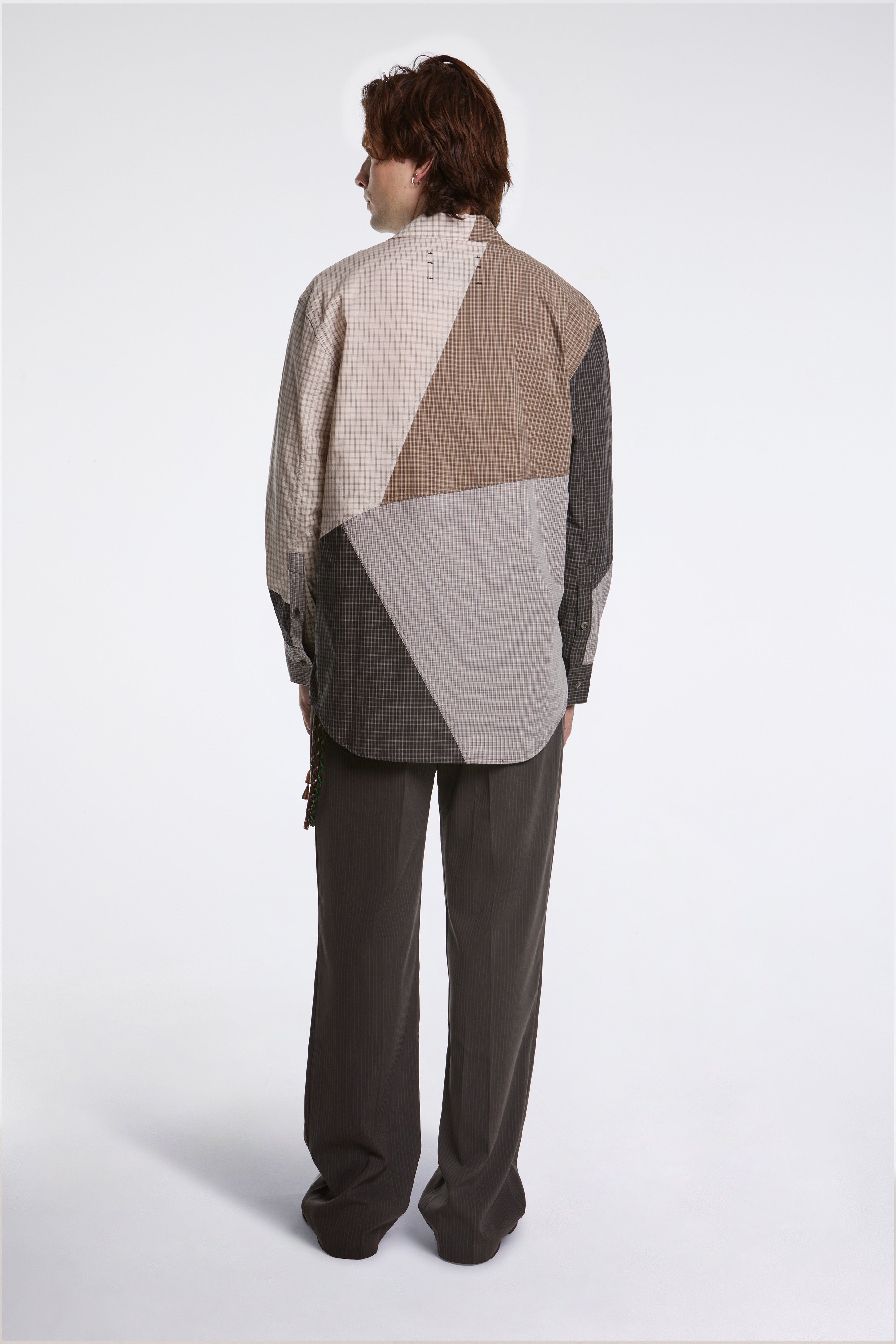 Loose Pleated Pant Brown Stripe