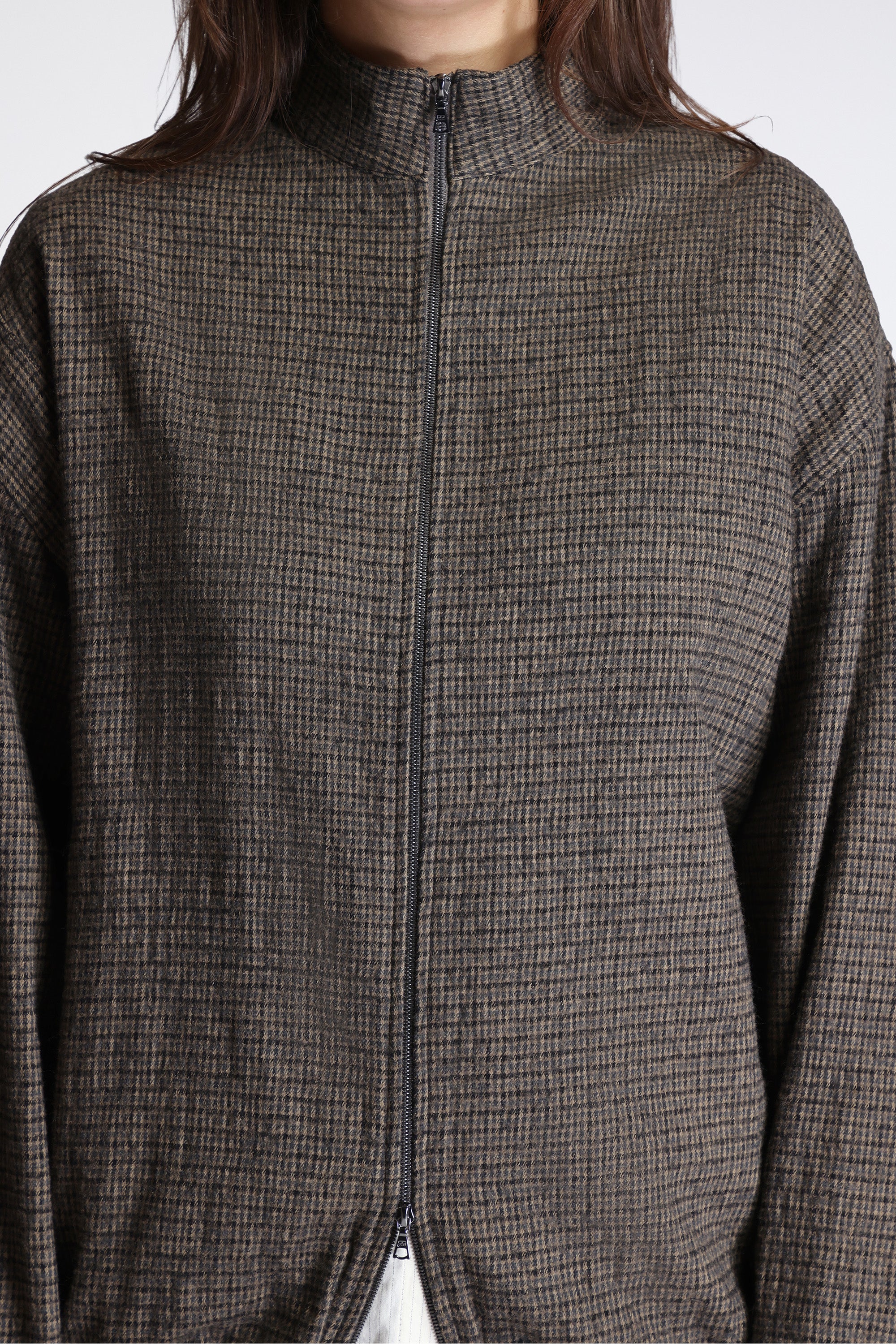 Track Jacket Brushed Cotton Wool Plaid