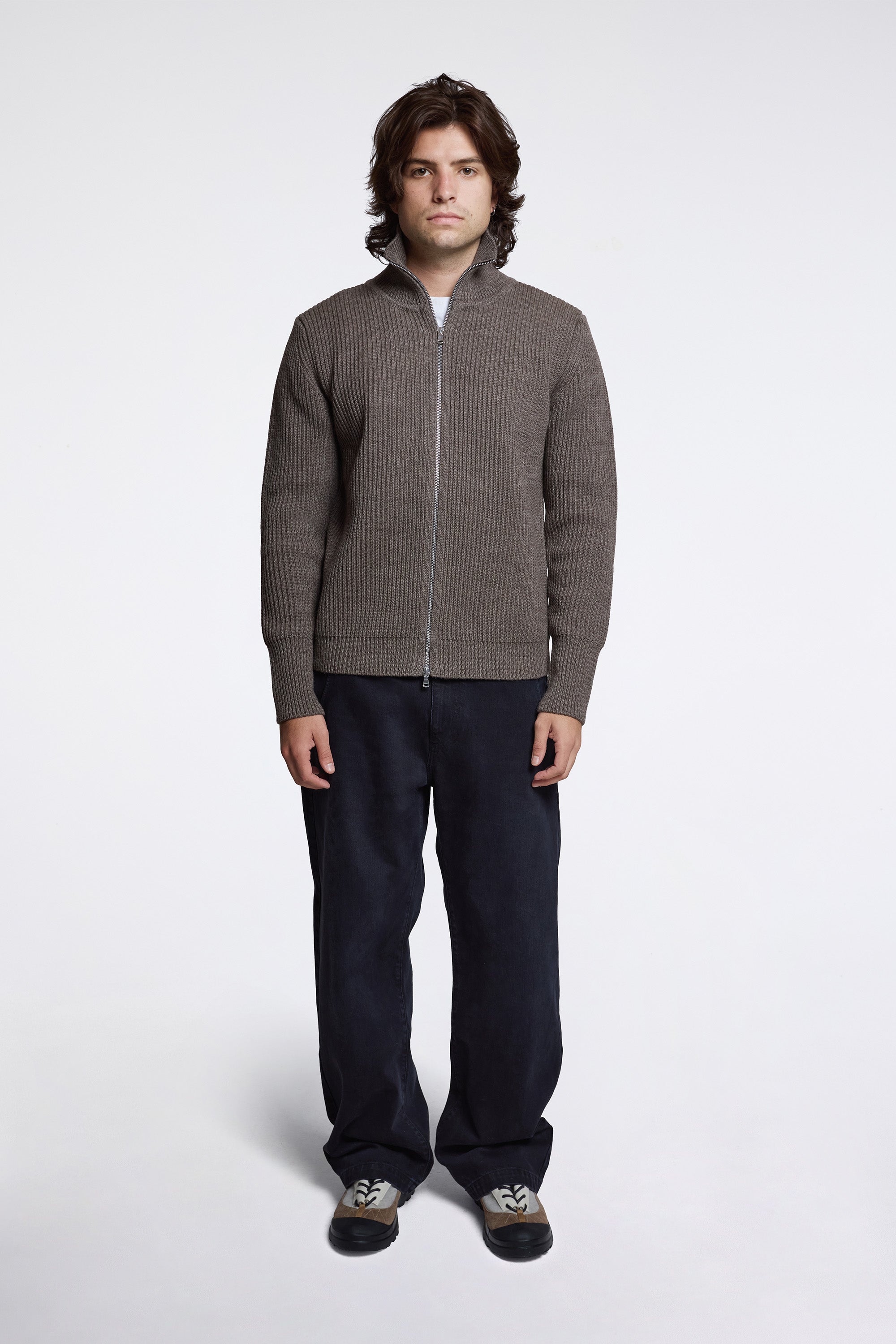 Navy Full-Zip Natural Taupe