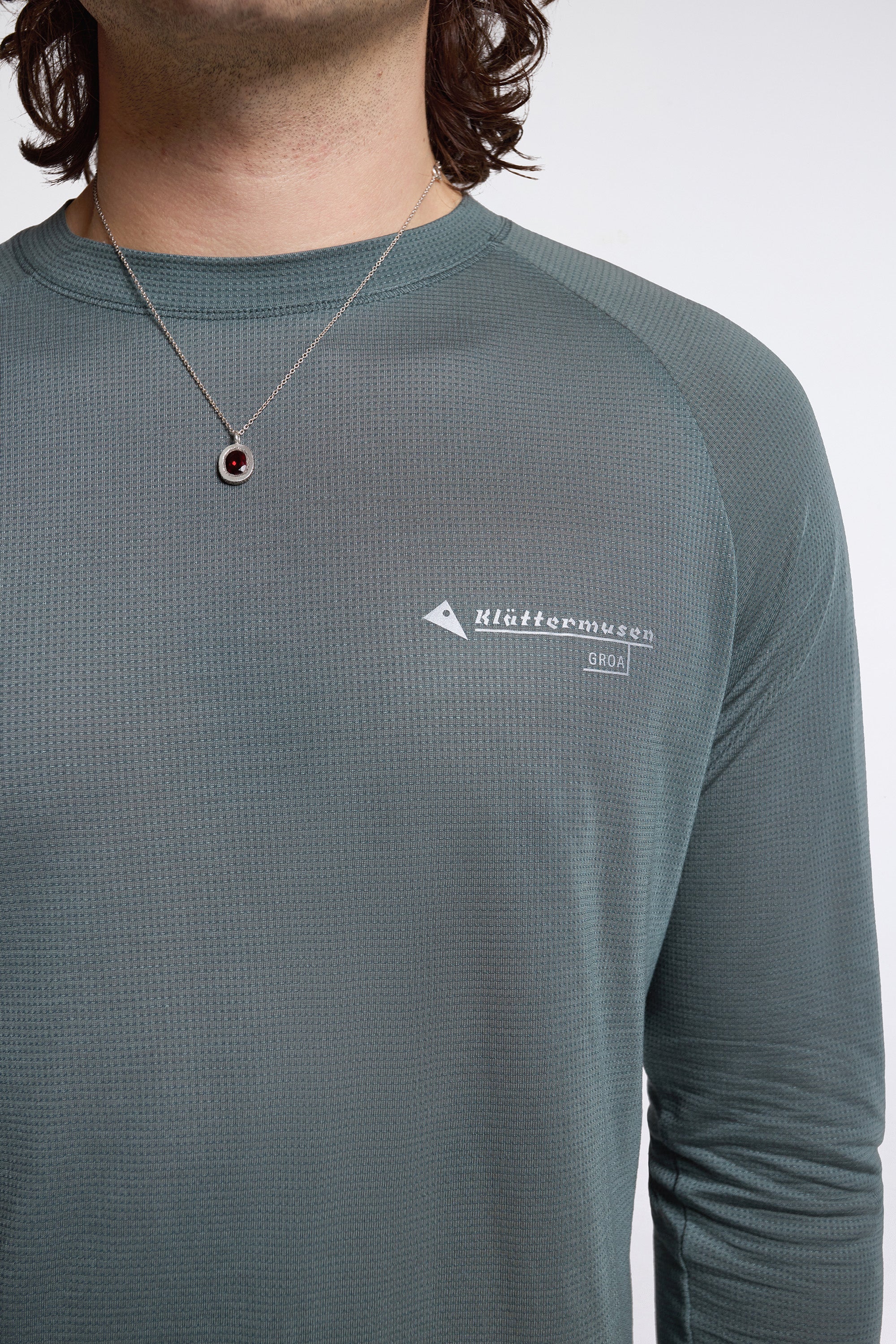 Groa Ls Tee M'S Teal Grey