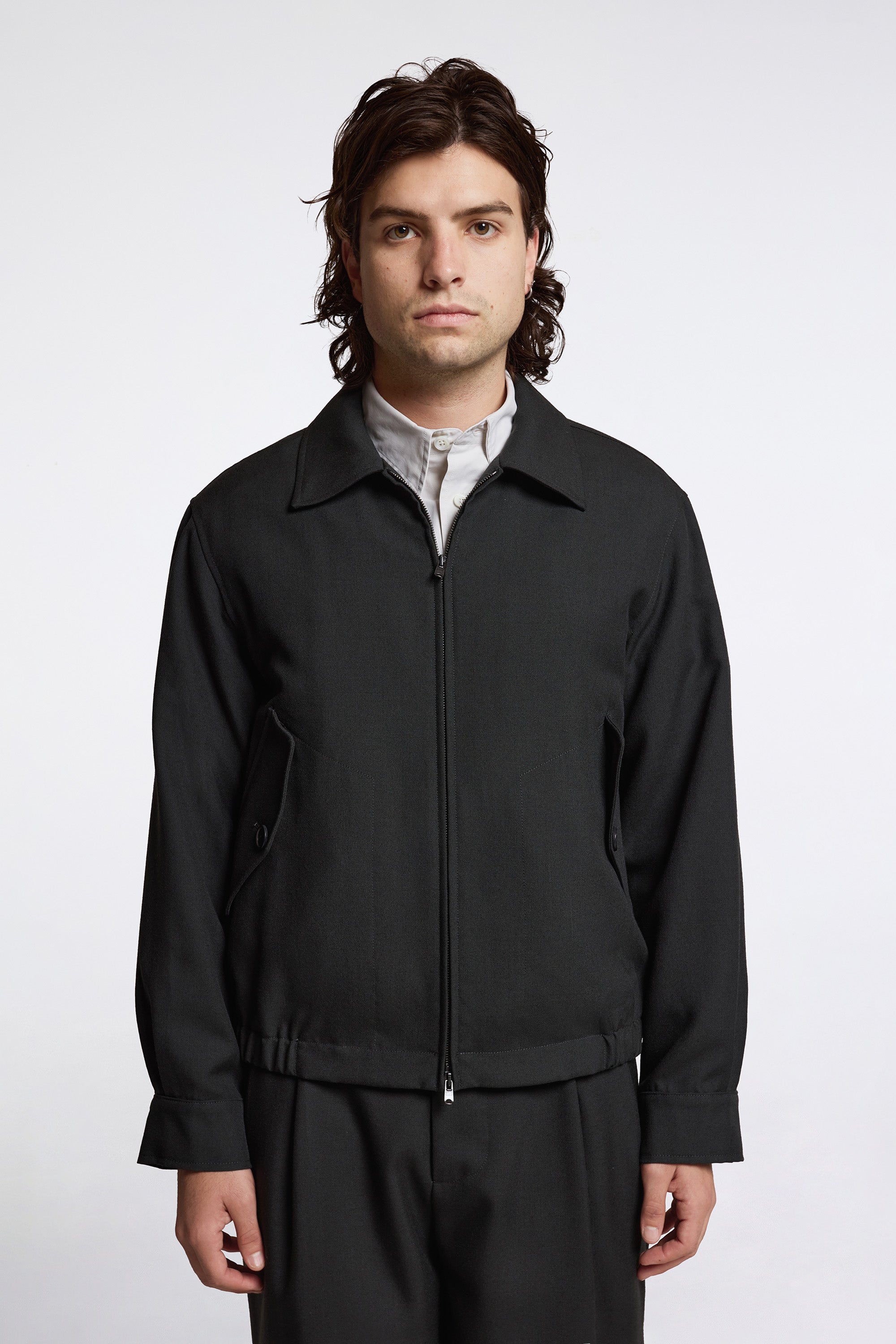 Zip Through Bomber Jacket Pewter