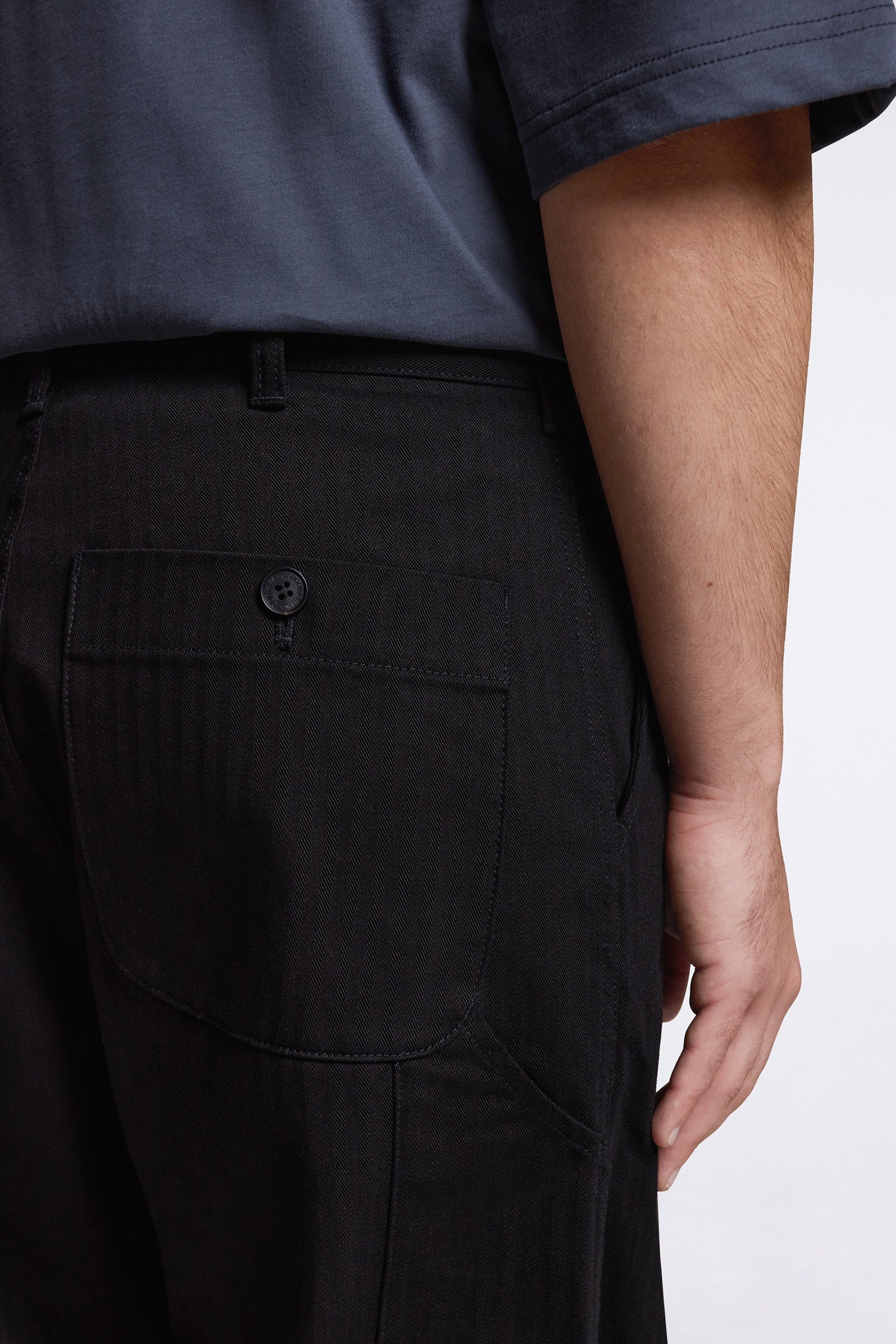 Herringbone Work Trousers Black