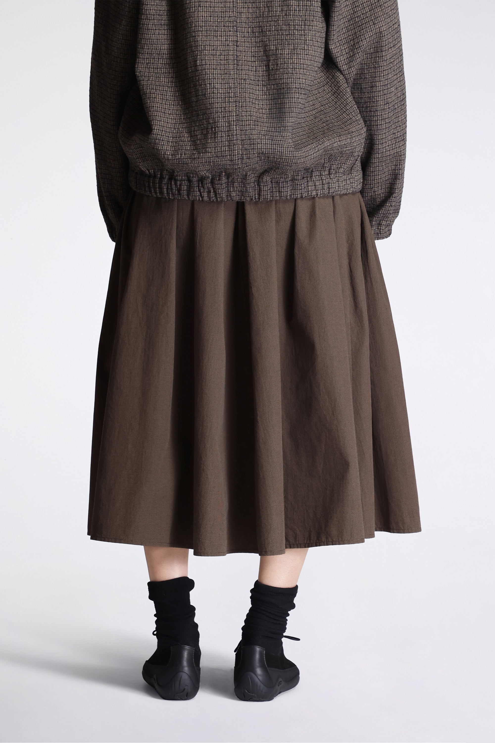 Easy Gathered Skirt Cotton Poplin Micro Houndstooth