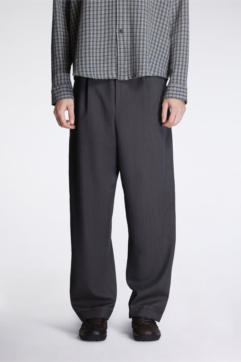 Patch Trousers Taupe Wool Twill