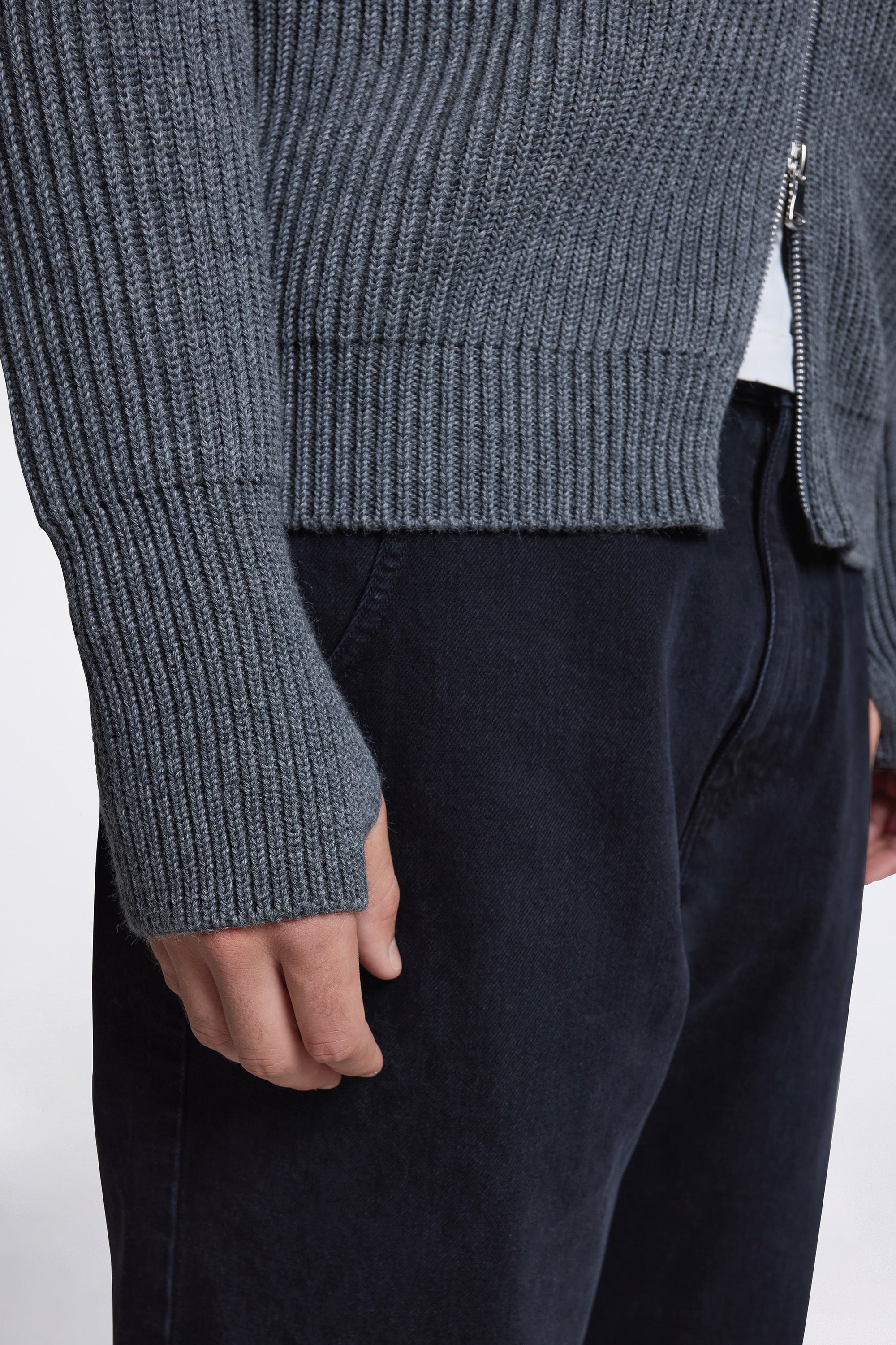 Navy Full-Zip Grey