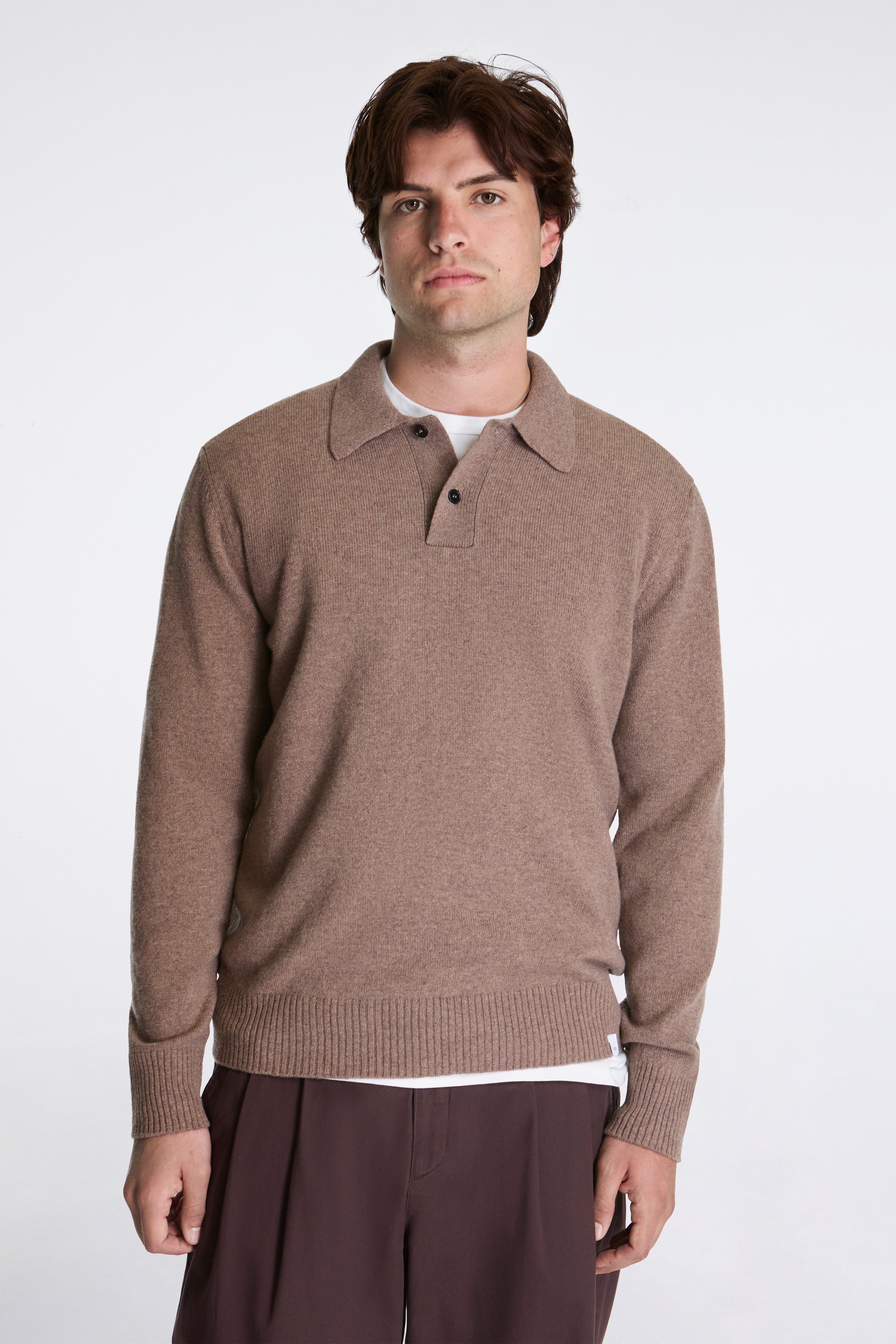 Norse Standard Merino Lambswool Polo Clay