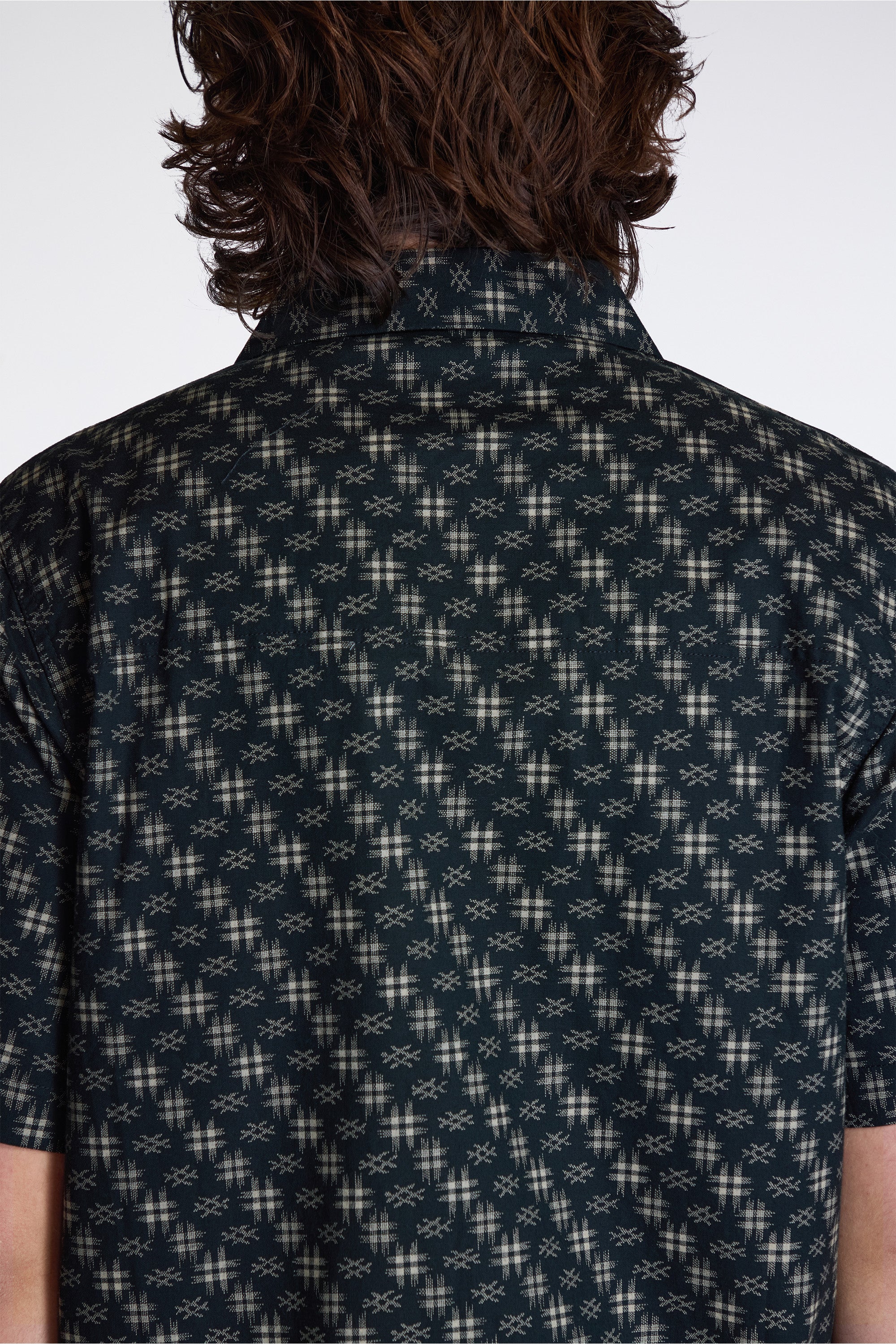 Kasuri Cuban Collar Shirt Sumi Black