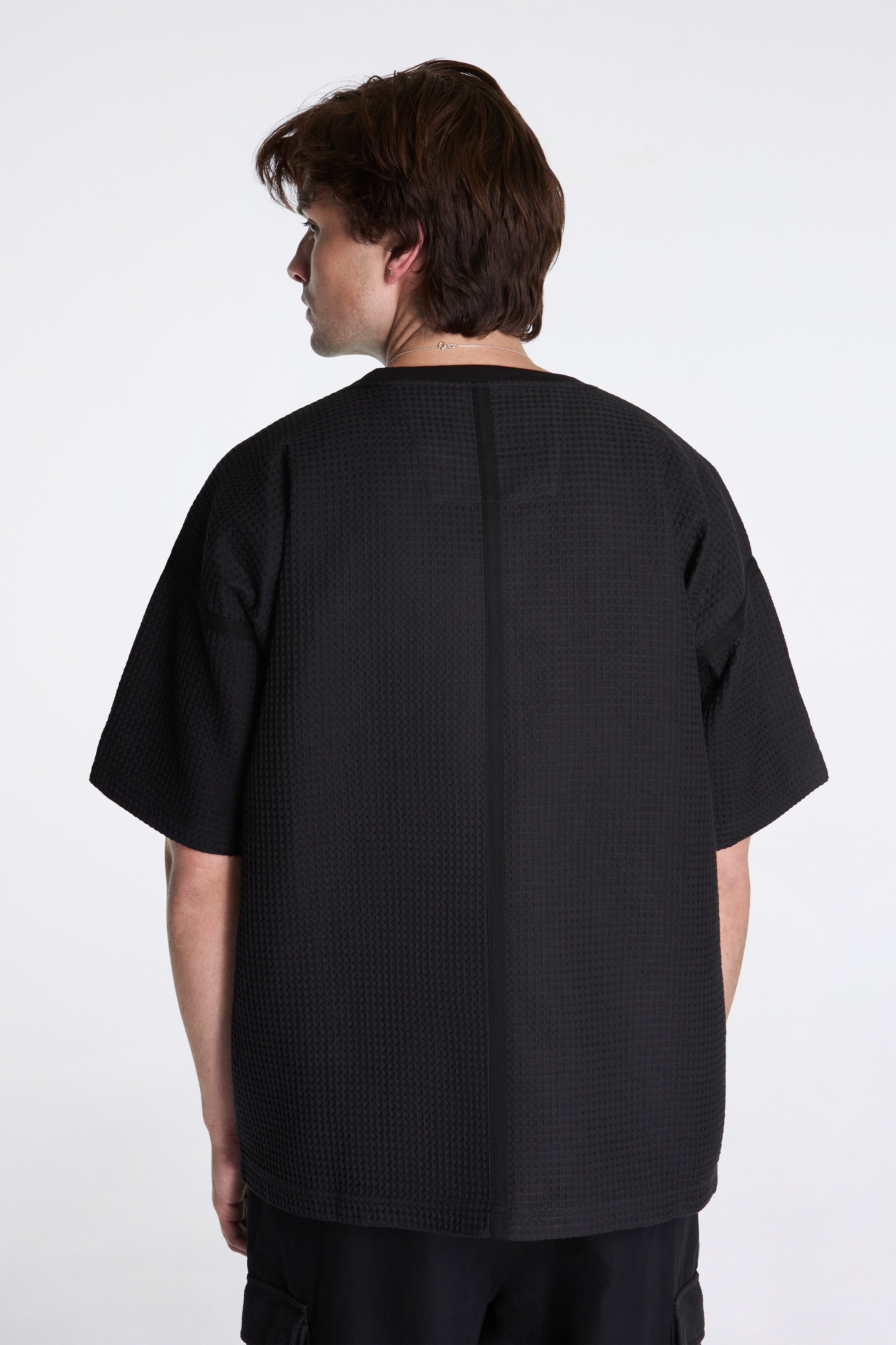 Waffle Kimono Tee Black