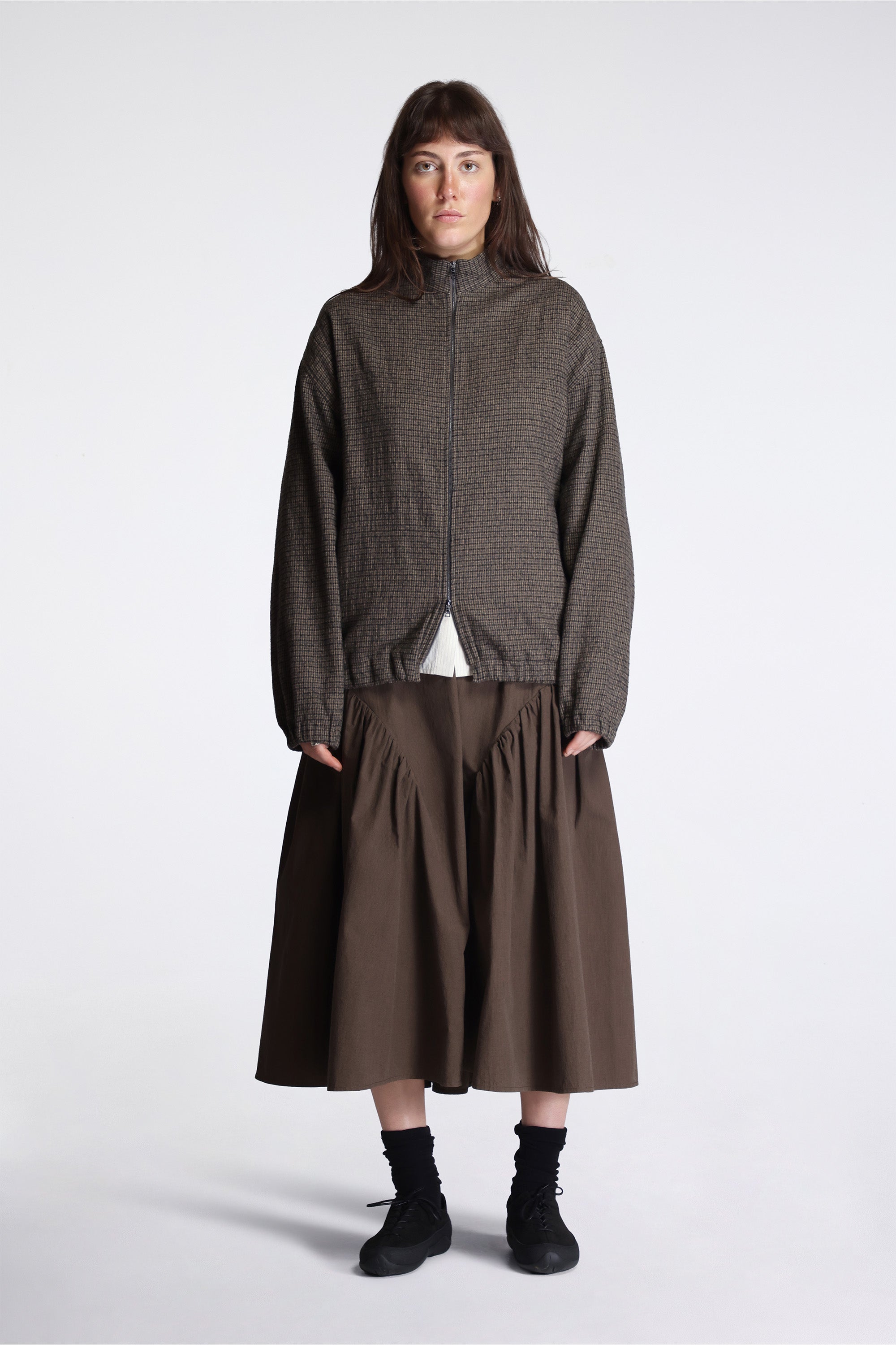 Track Jacket Brushed Cotton Wool Plaid