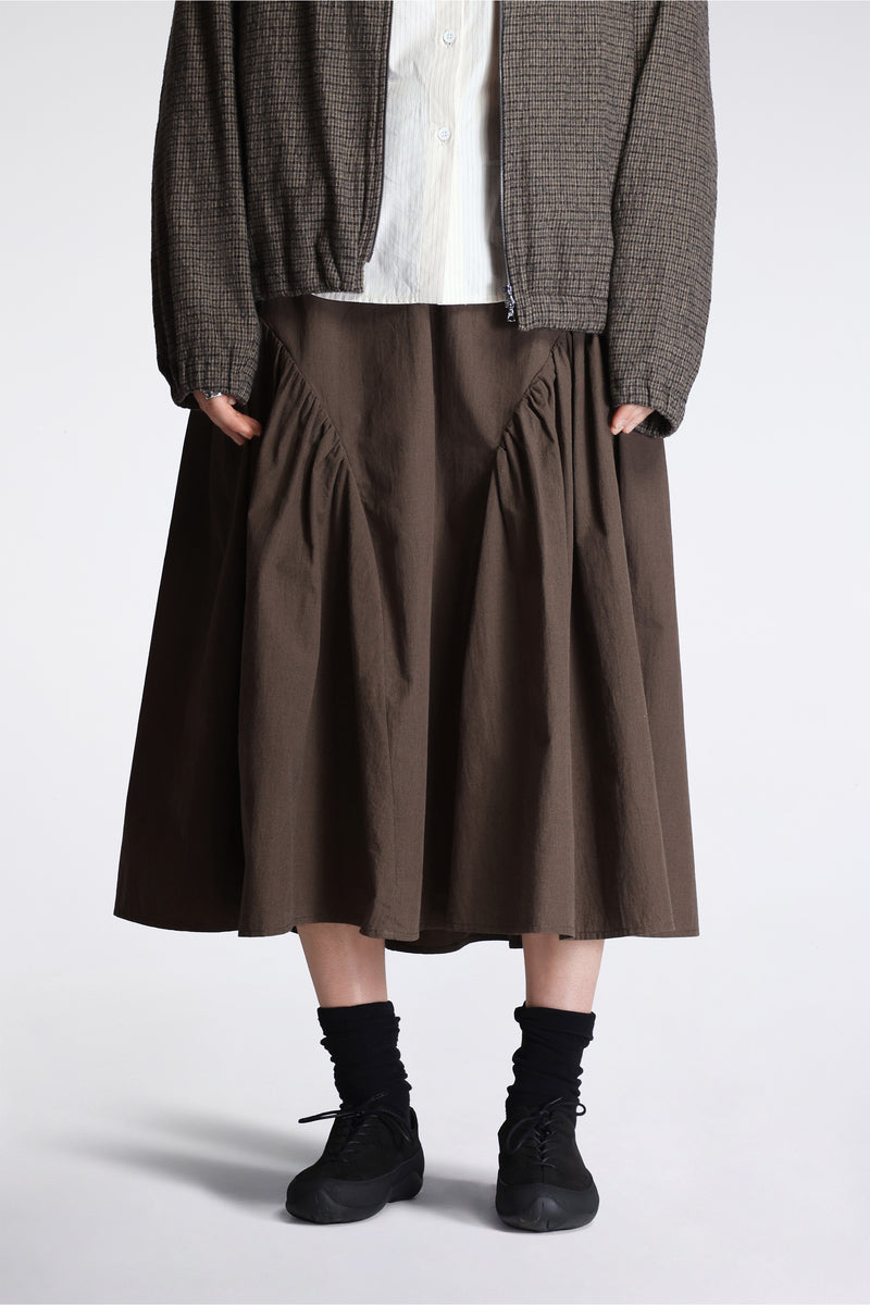 Easy Gathered Skirt Cotton Poplin Micro Houndstooth