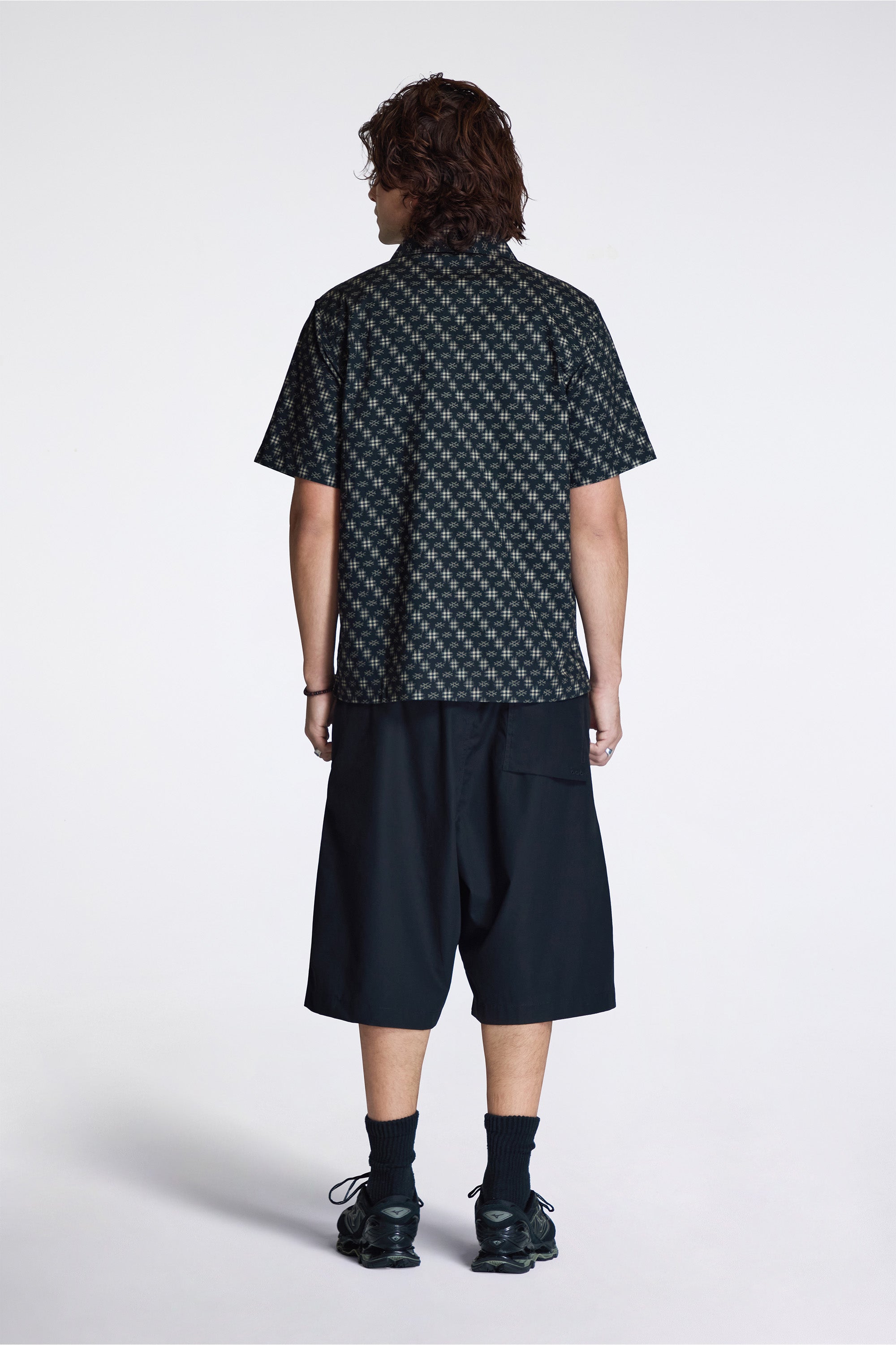 Kasuri Cuban Collar Shirt Sumi Black