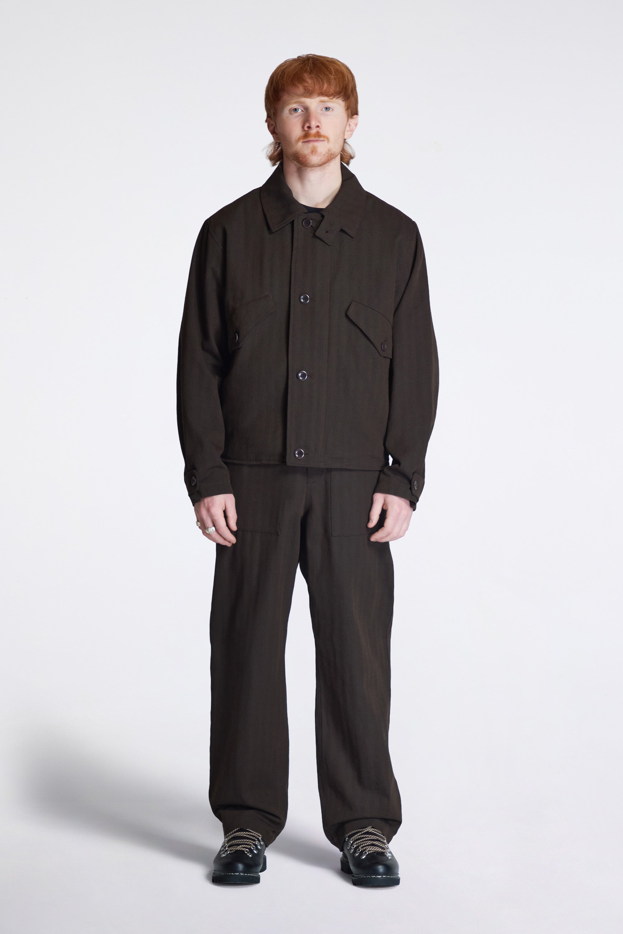 Vandel Herringbone Twill Flight Jacket Delicioso Brown