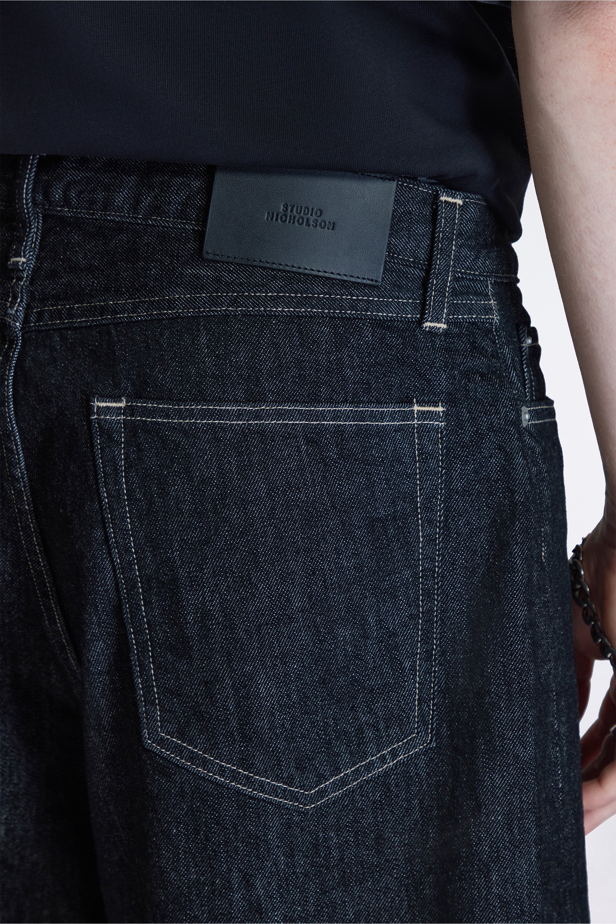 Marylebone Denim Shorts Black / White Weft
