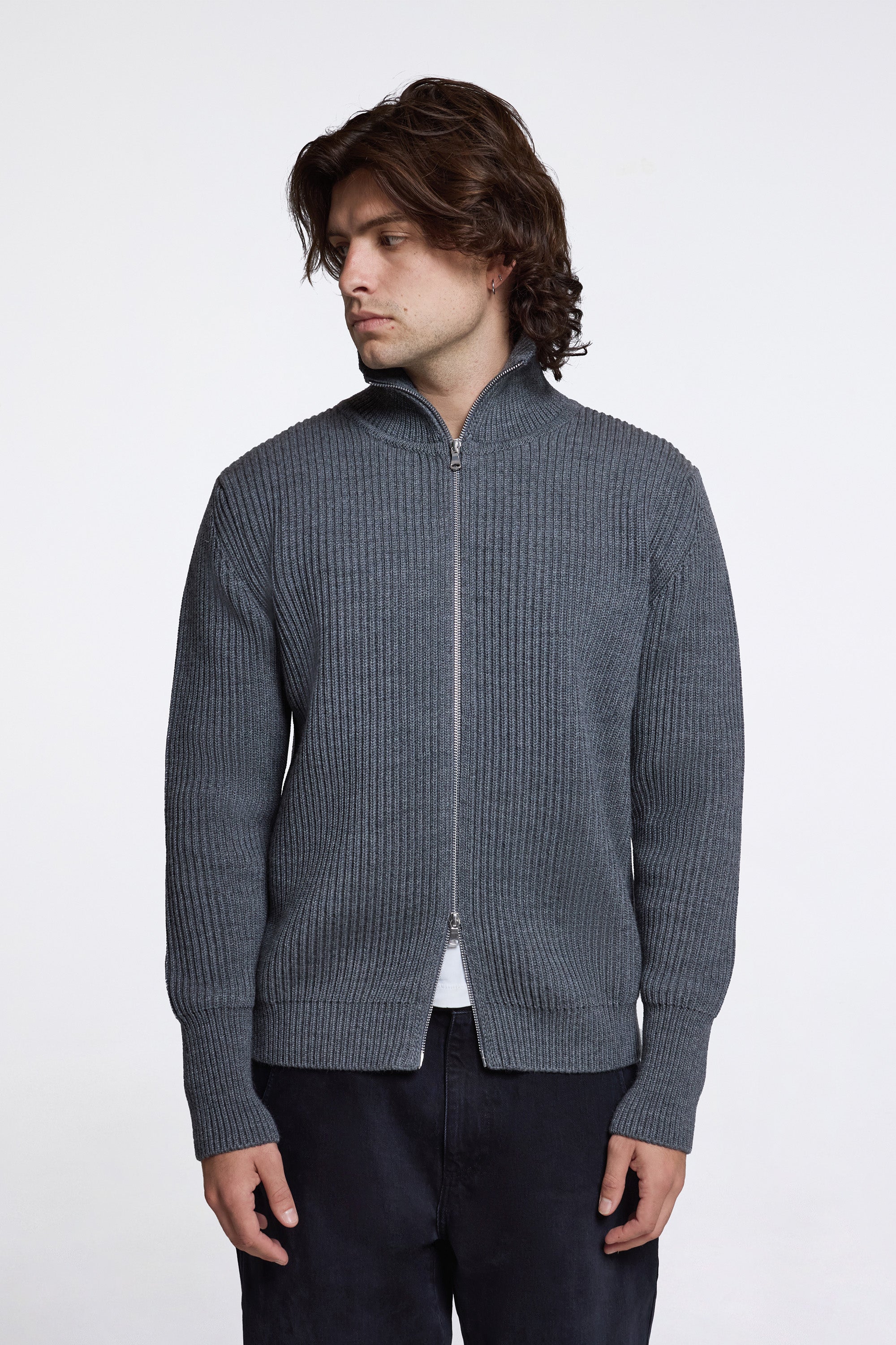 Navy Full-Zip Grey