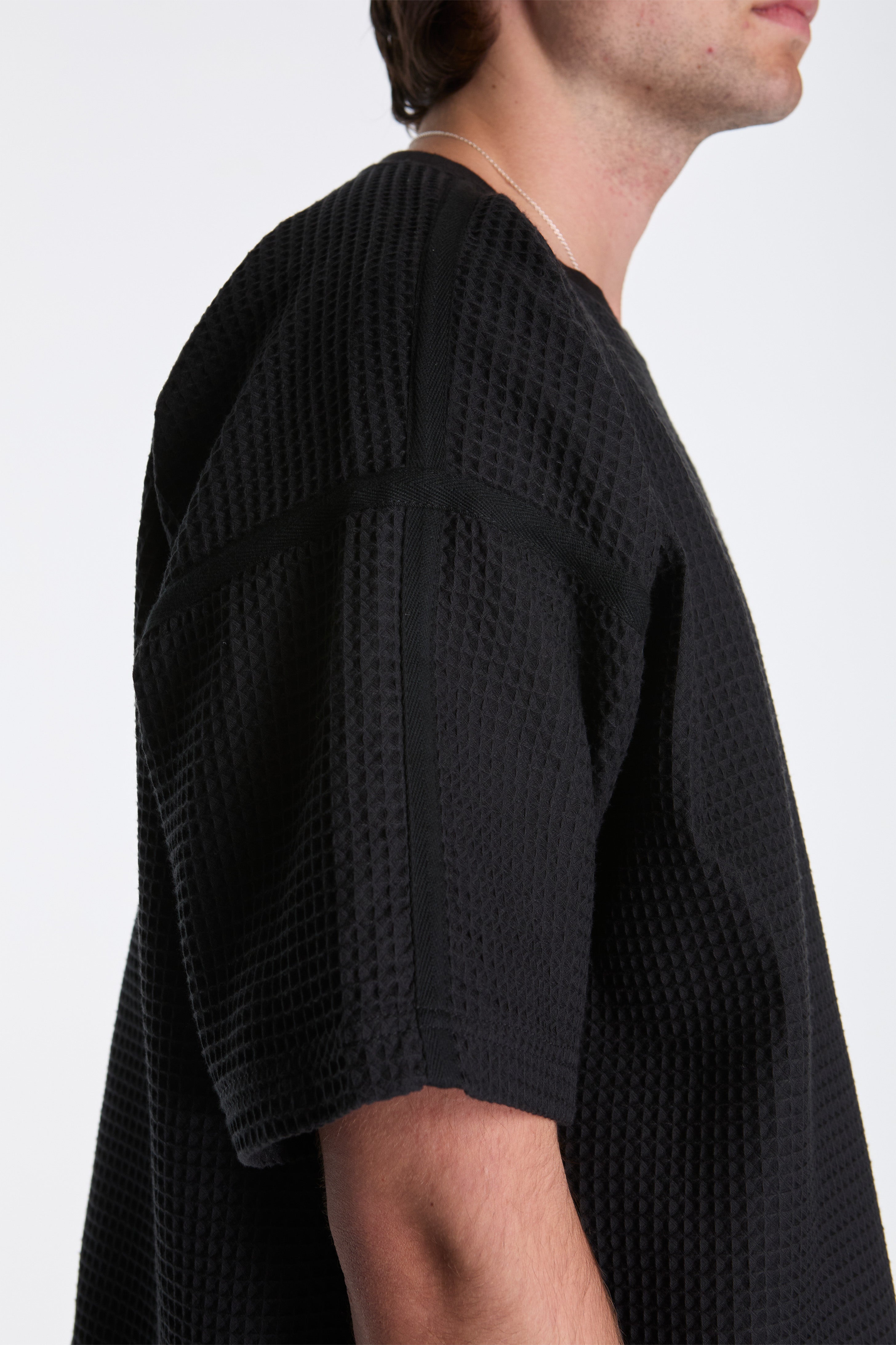 Waffle Kimono Tee Black