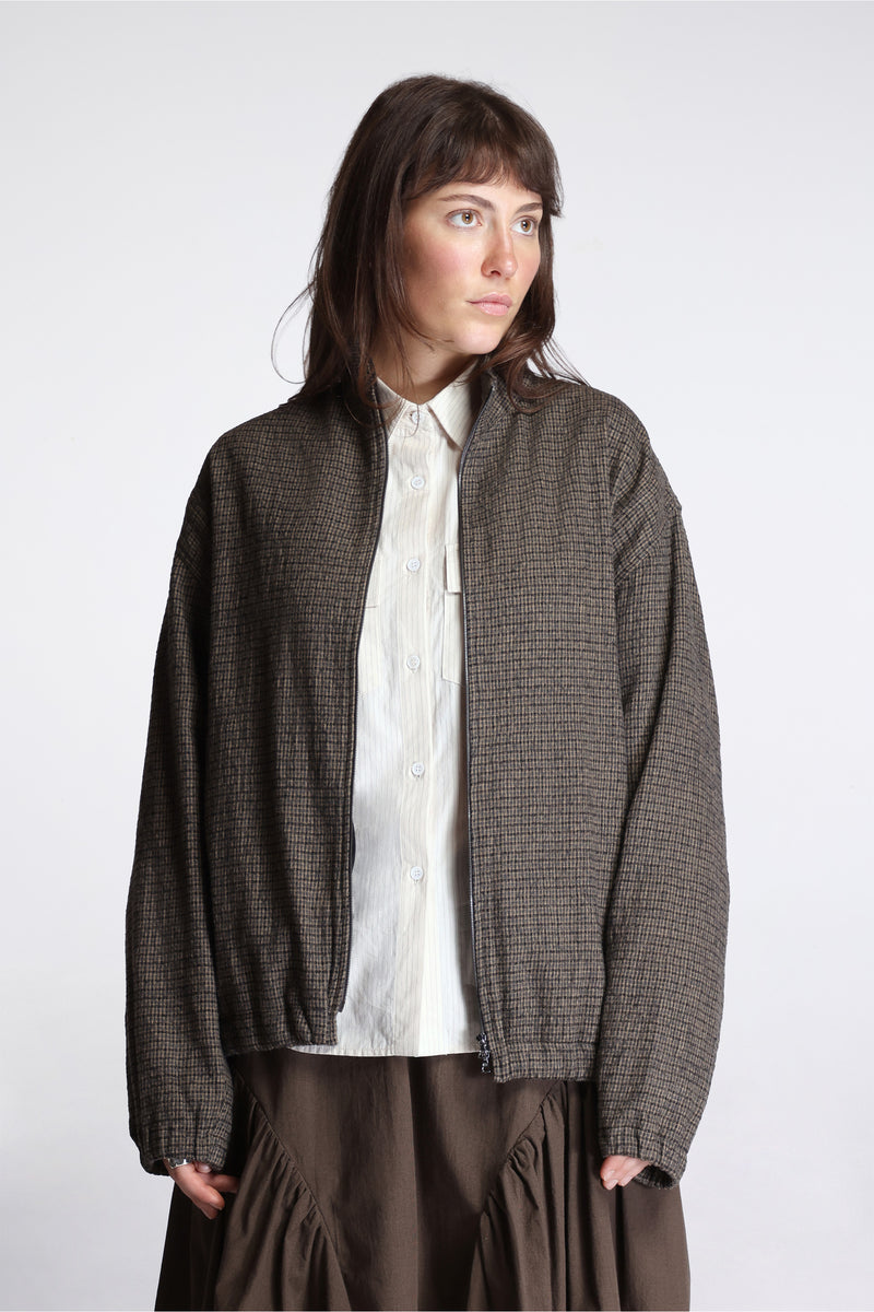 Track Jacket Brushed Cotton Wool Plaid