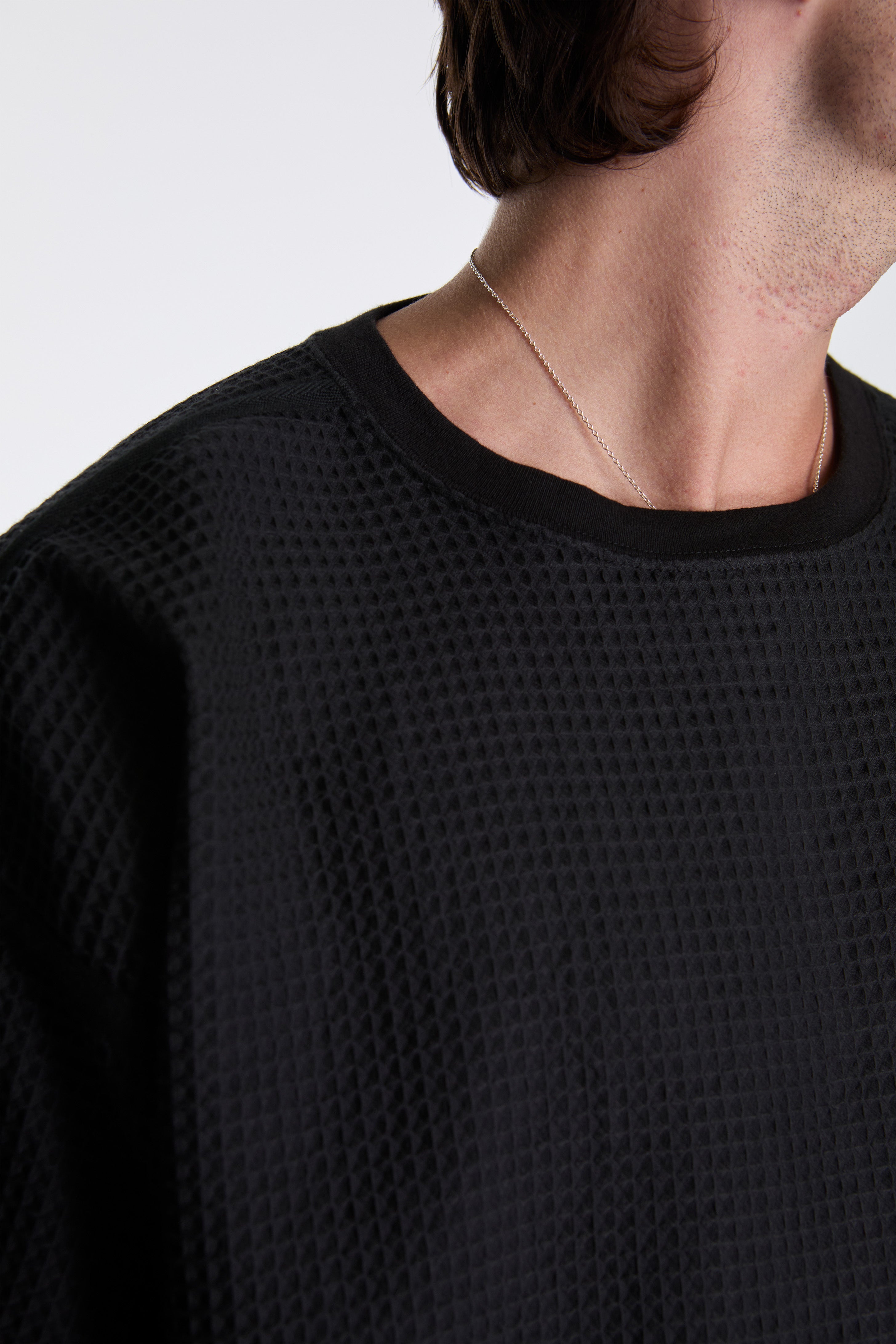 Waffle Kimono Tee Black