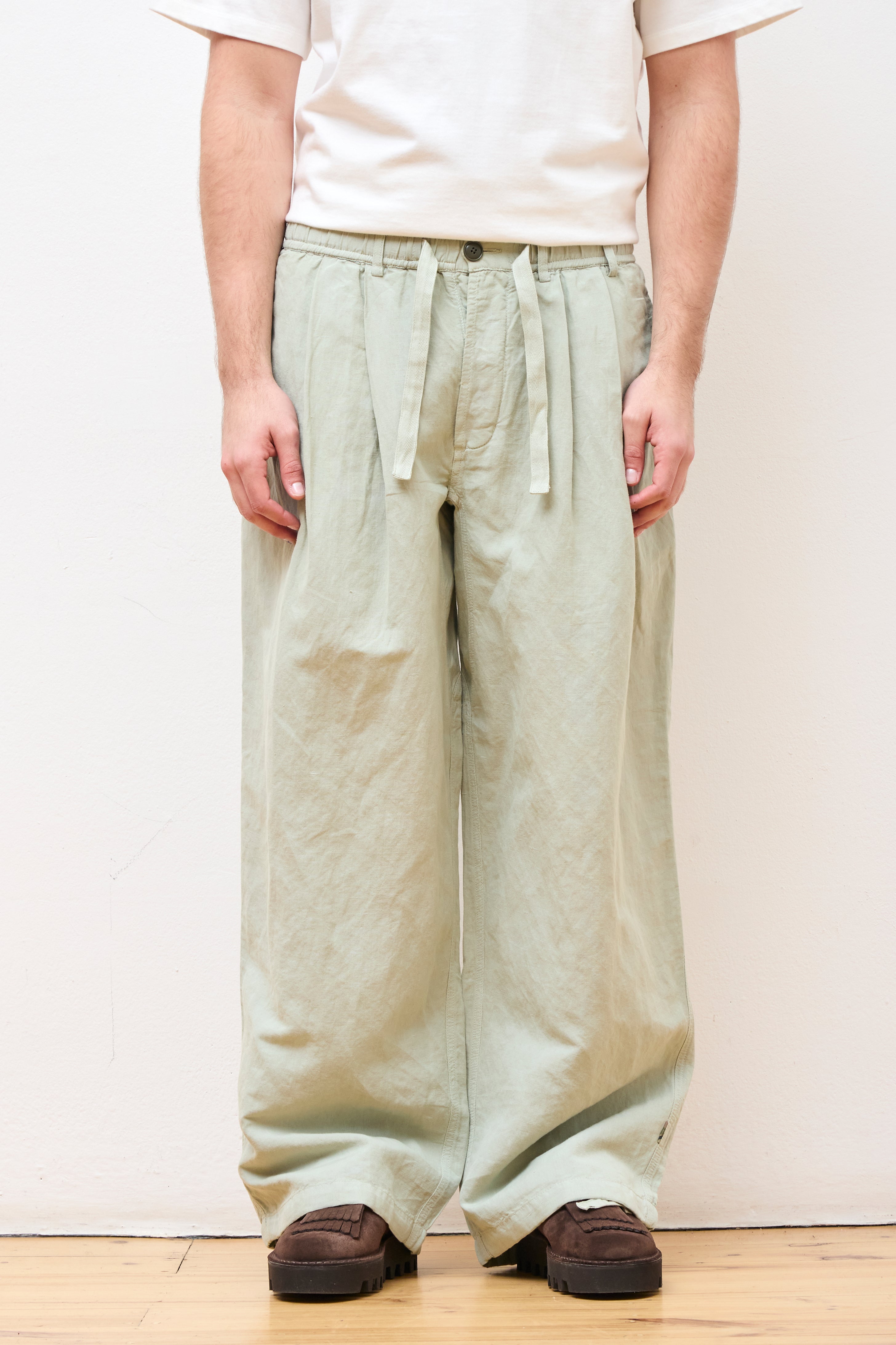 Hemp Pleated Track Pant Sage