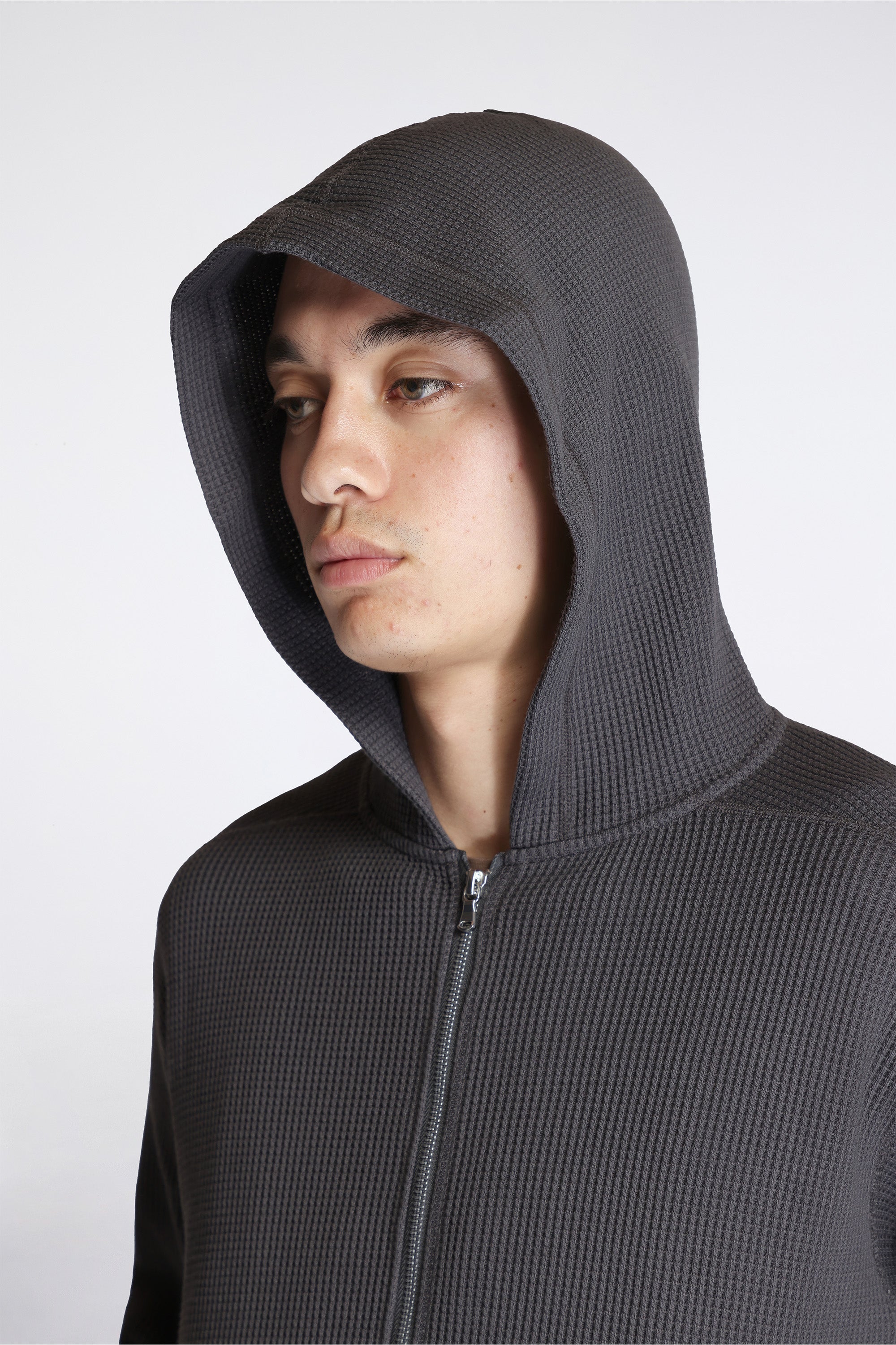 Zip Up Thermal Hoodie Charcoal