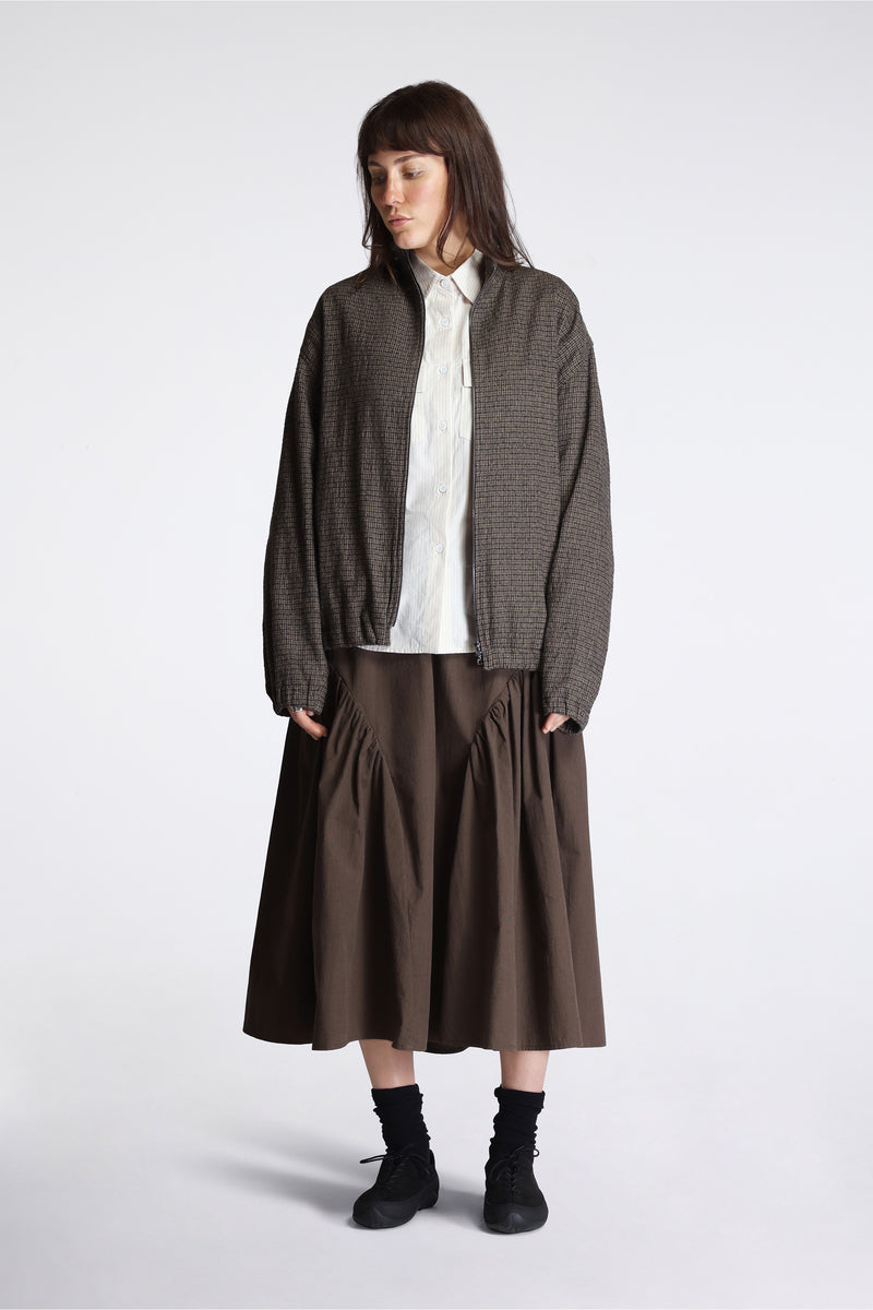 Easy Gathered Skirt Cotton Poplin Micro Houndstooth