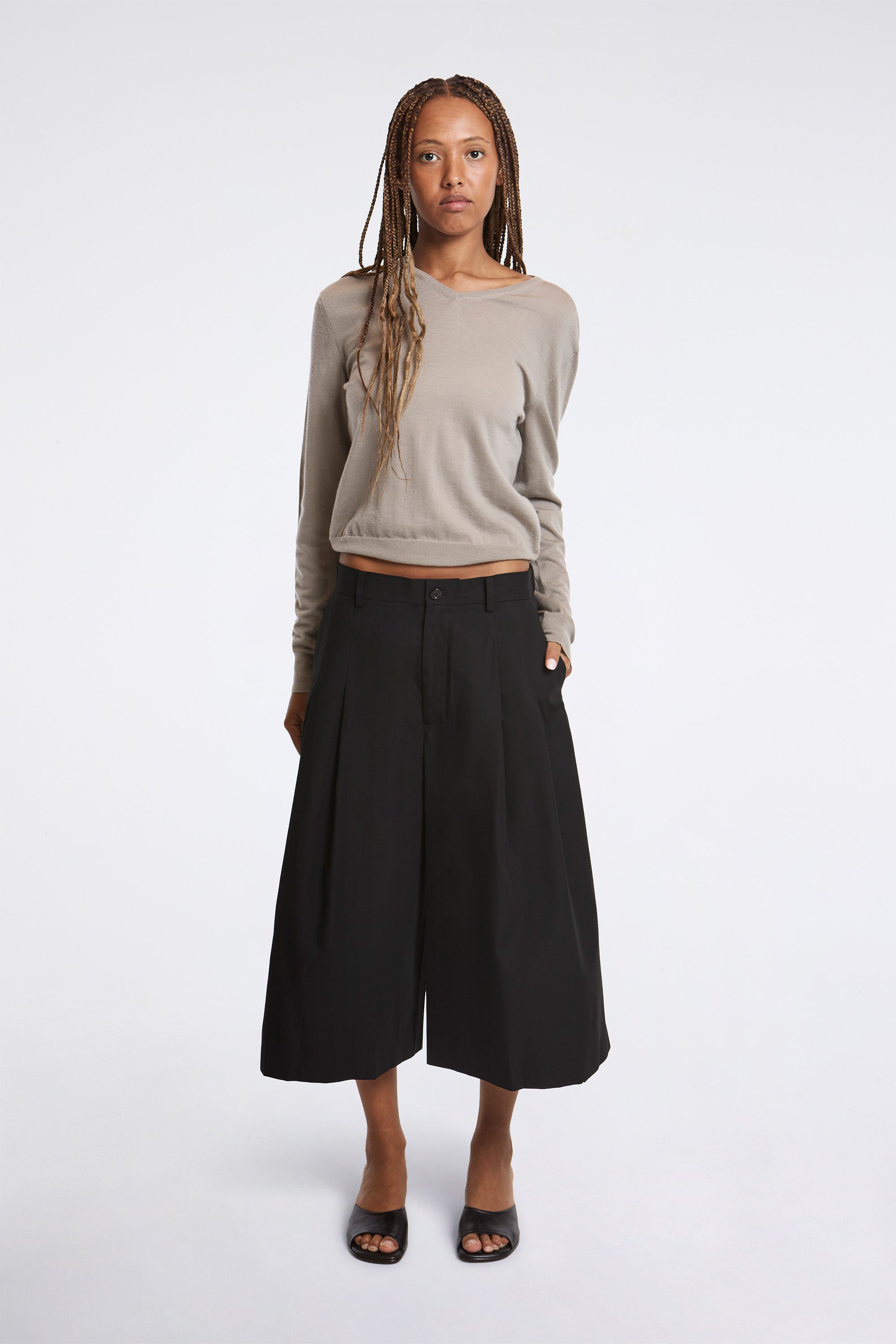 Wide Bermuda Pants Black