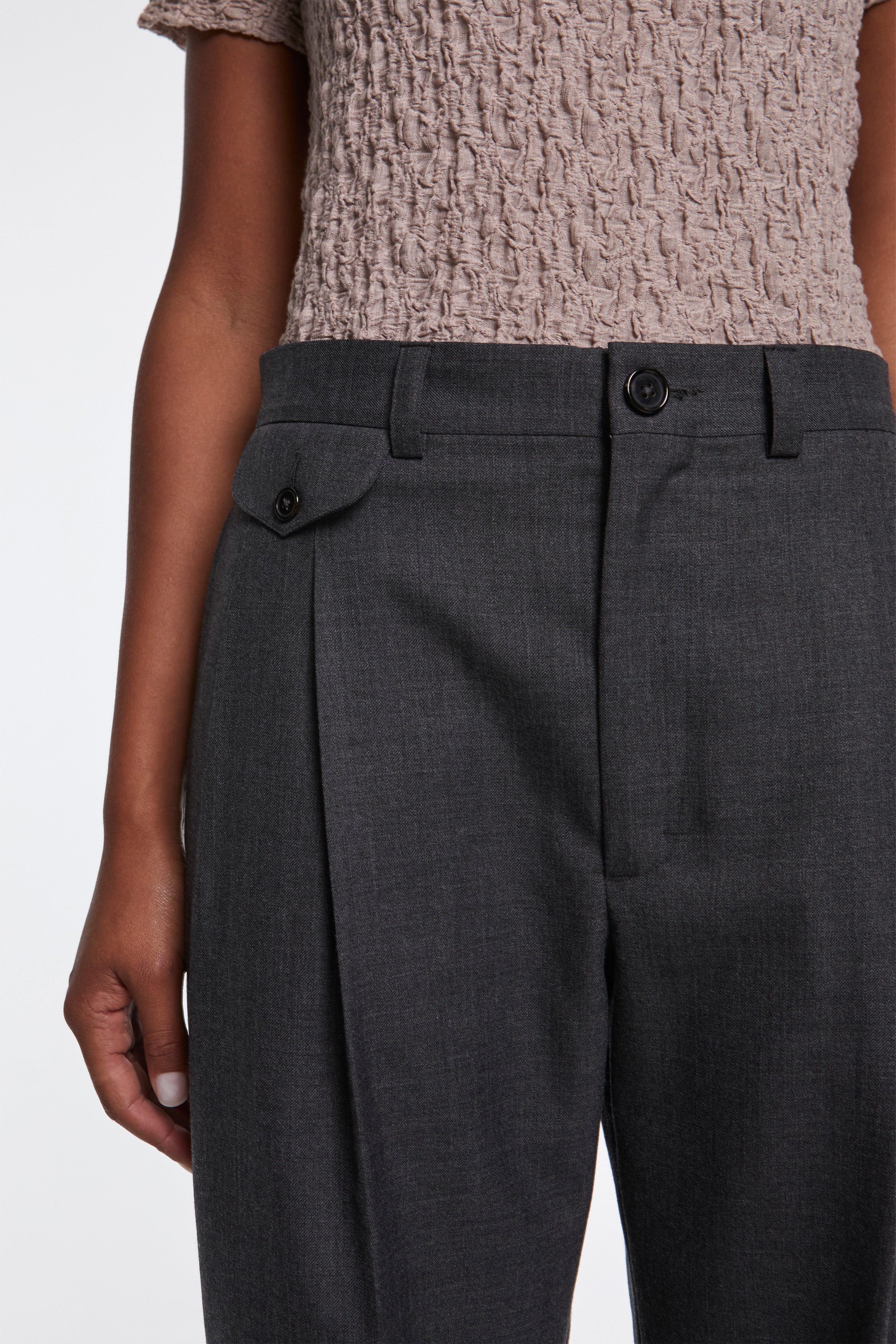 Double Pleated Trouser Slate