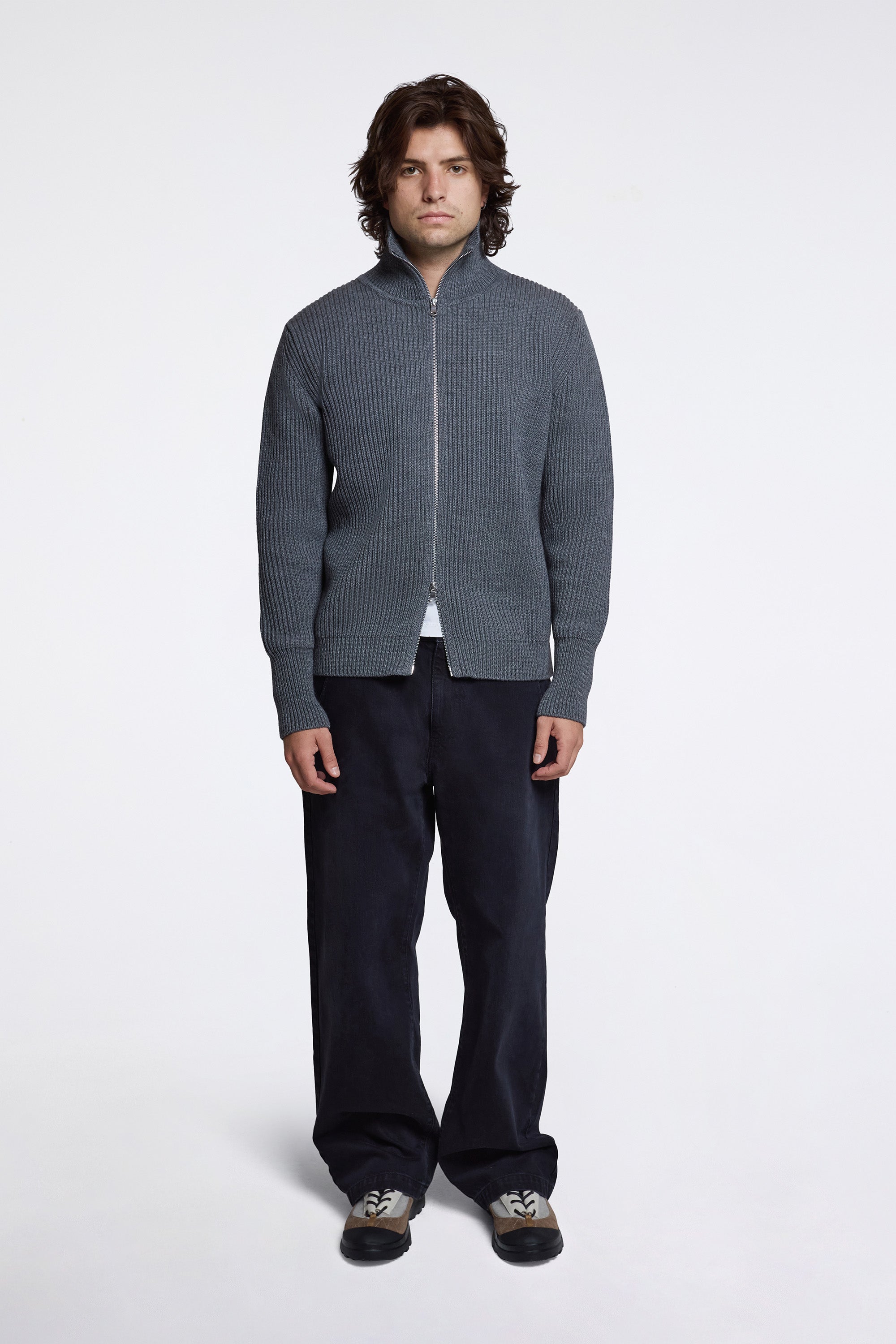 Navy Full-Zip Grey