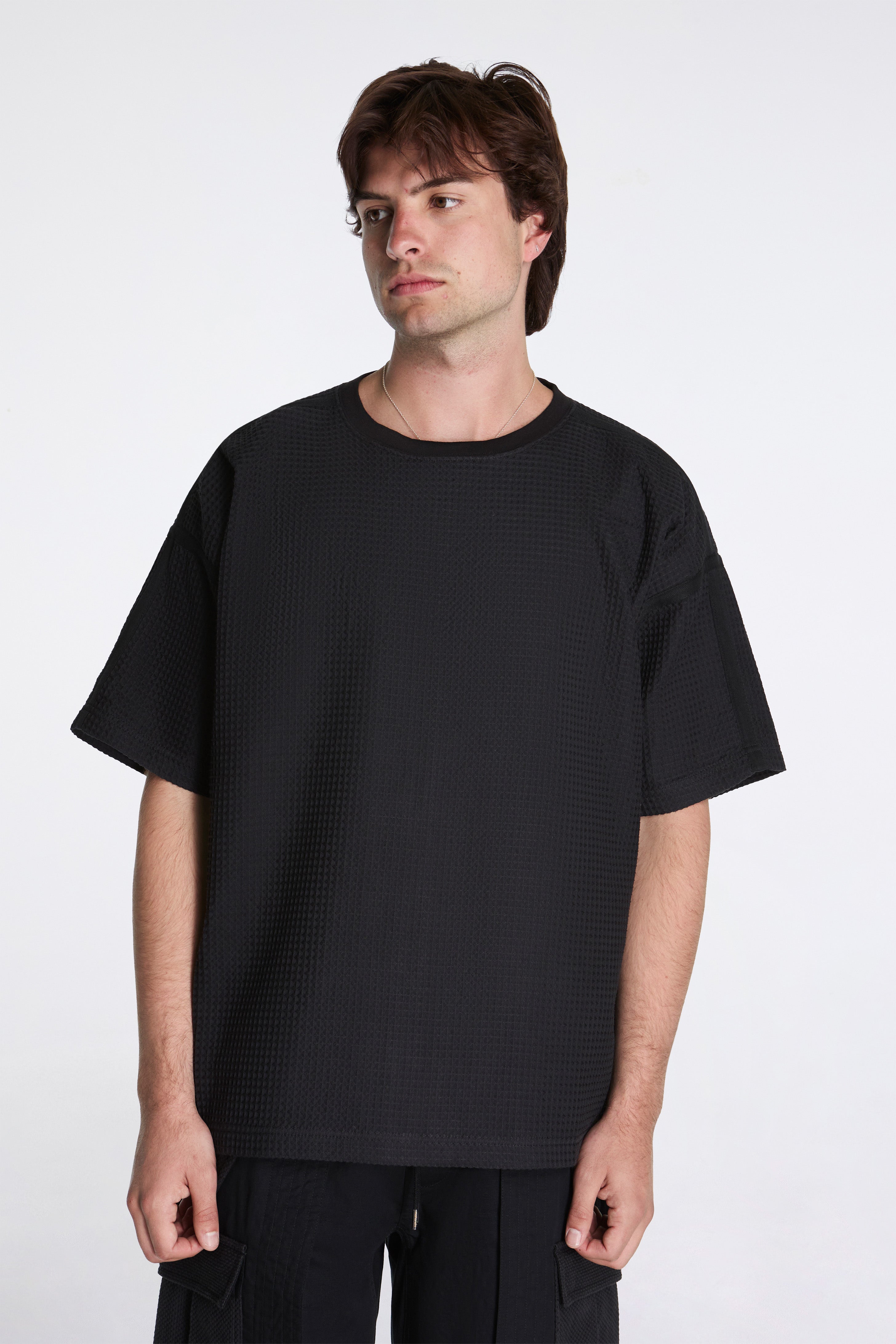 Waffle Kimono Tee Black