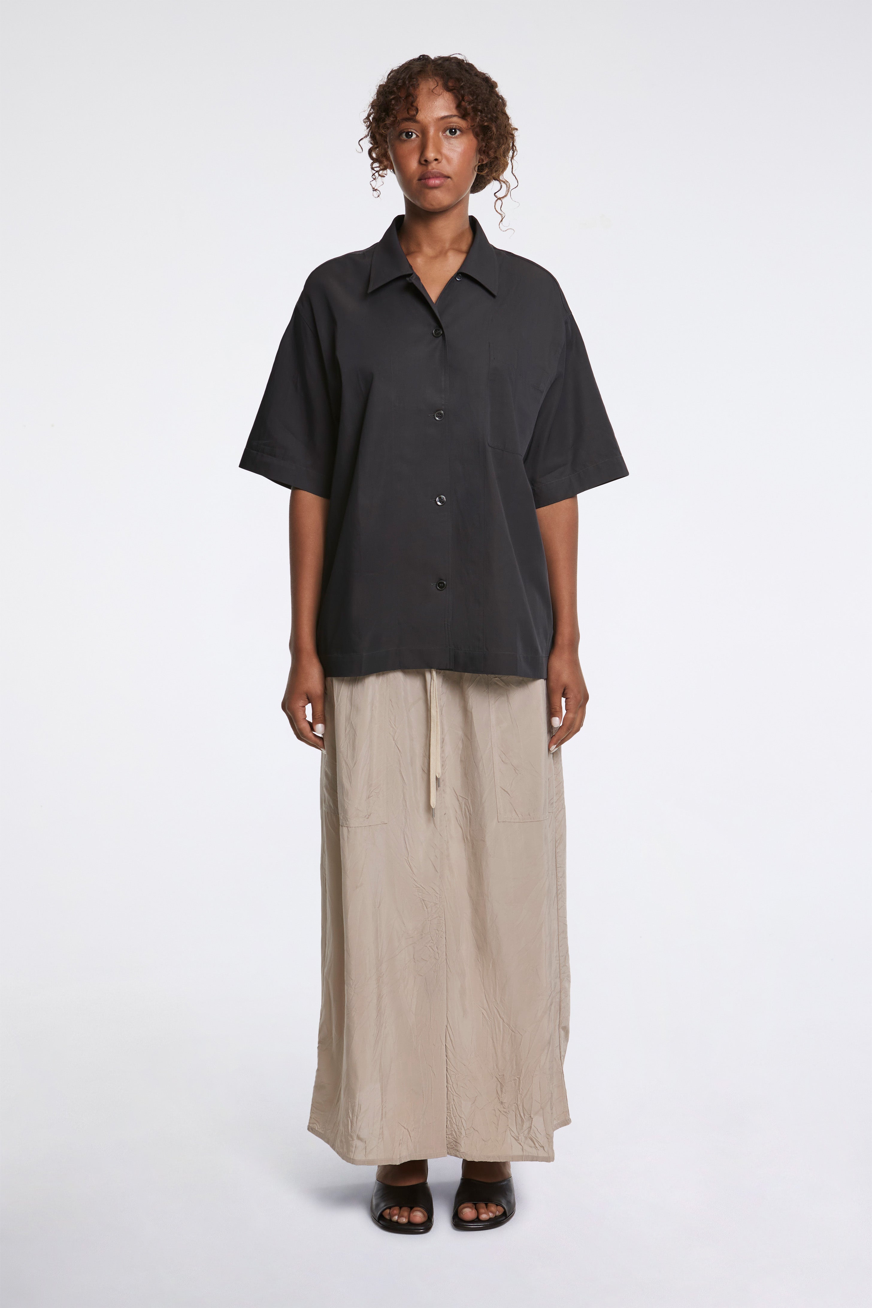 Oates Crushed Viscose Shirt Sable
