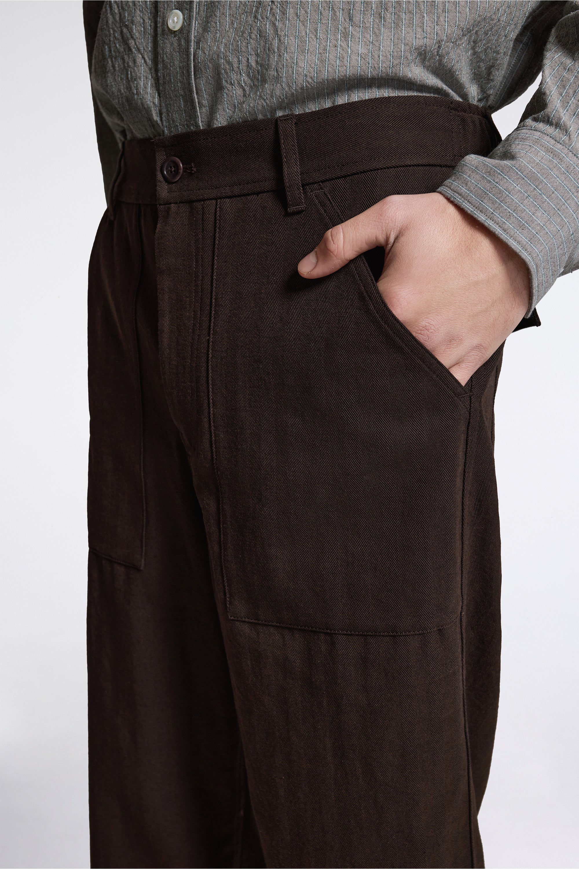 Kvitfjell Relaxed Cotton Wool Herringbone Pant Delicioso Brown