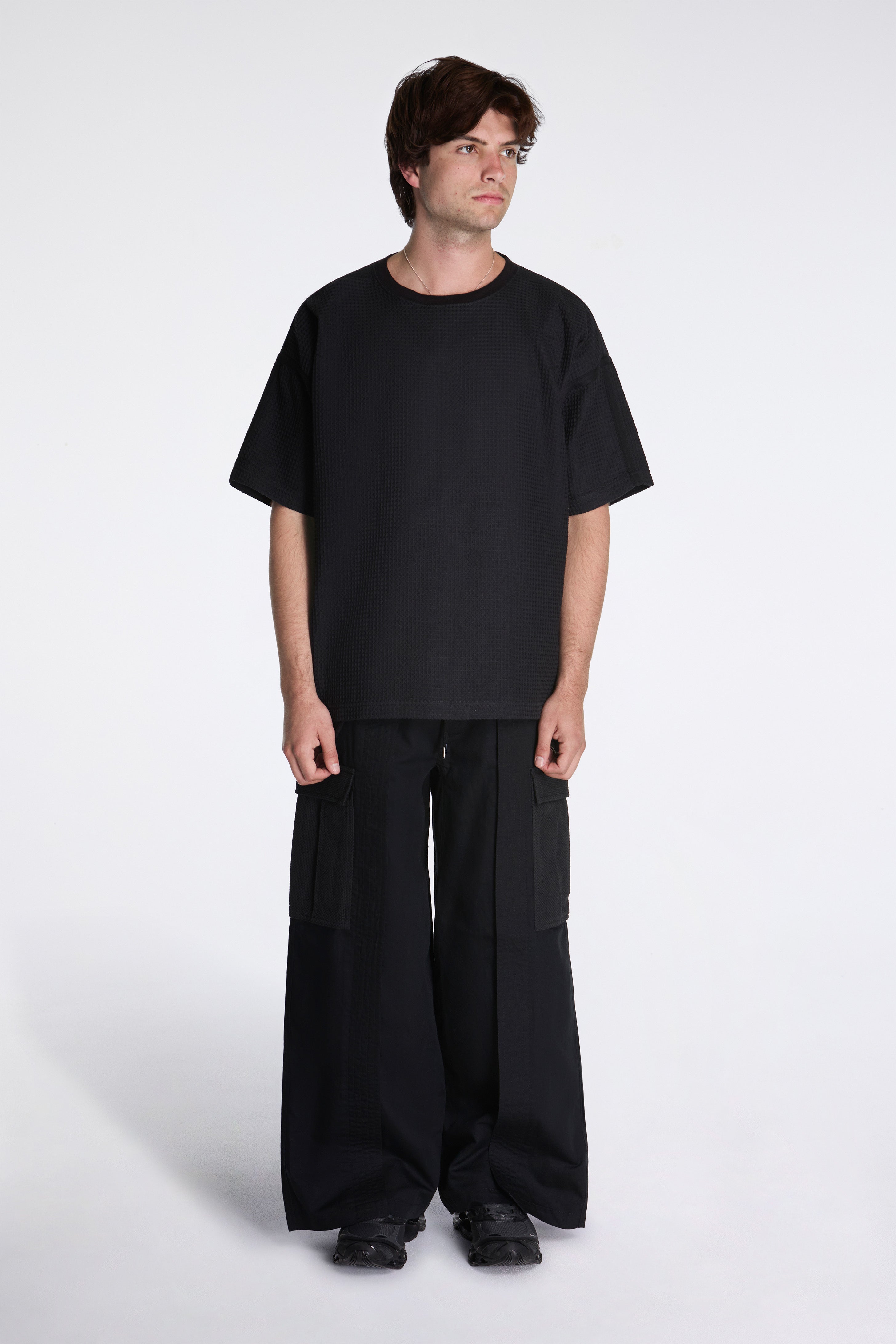 Waffle Kimono Tee Black