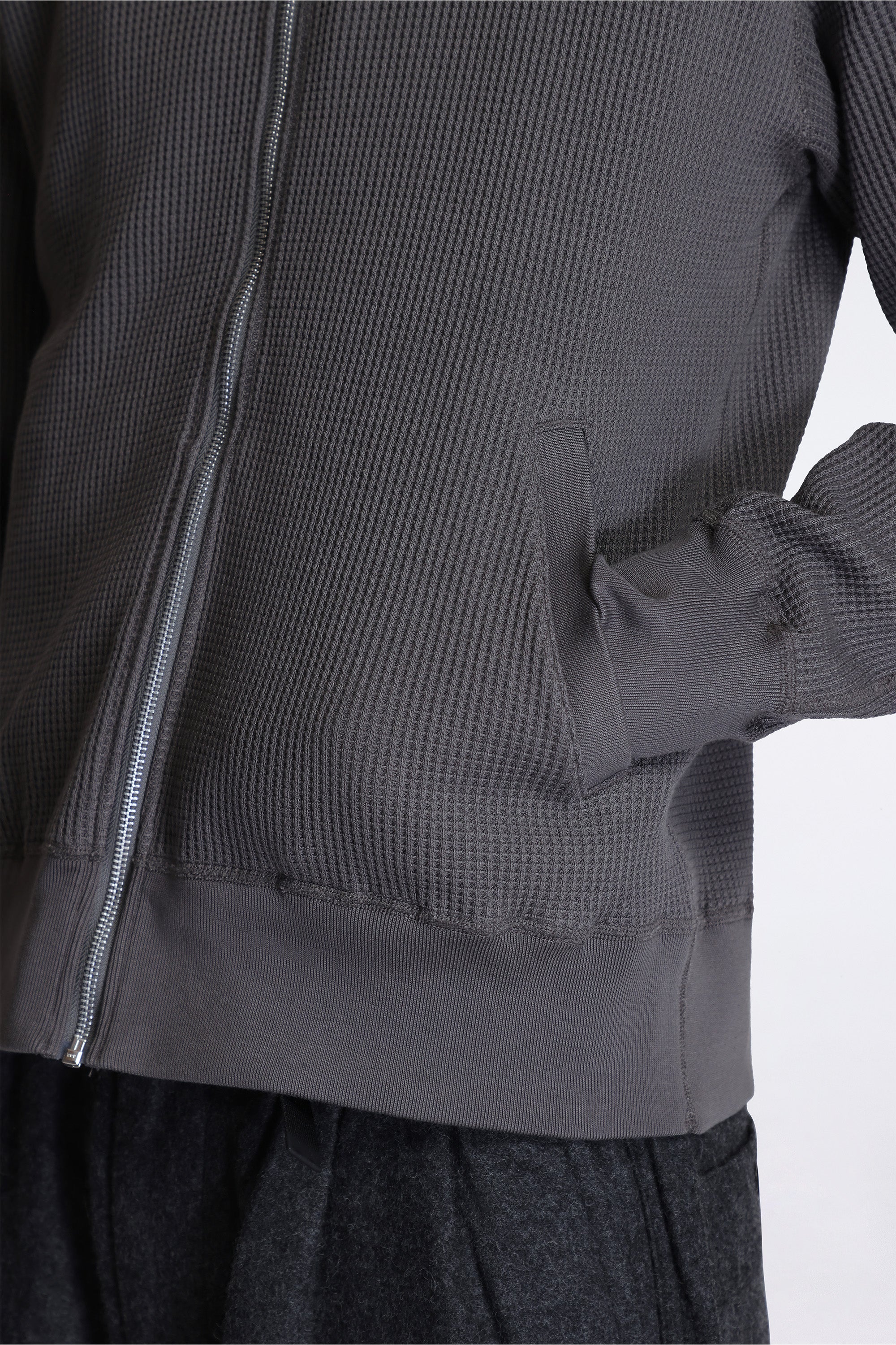 Zip Up Thermal Hoodie Charcoal