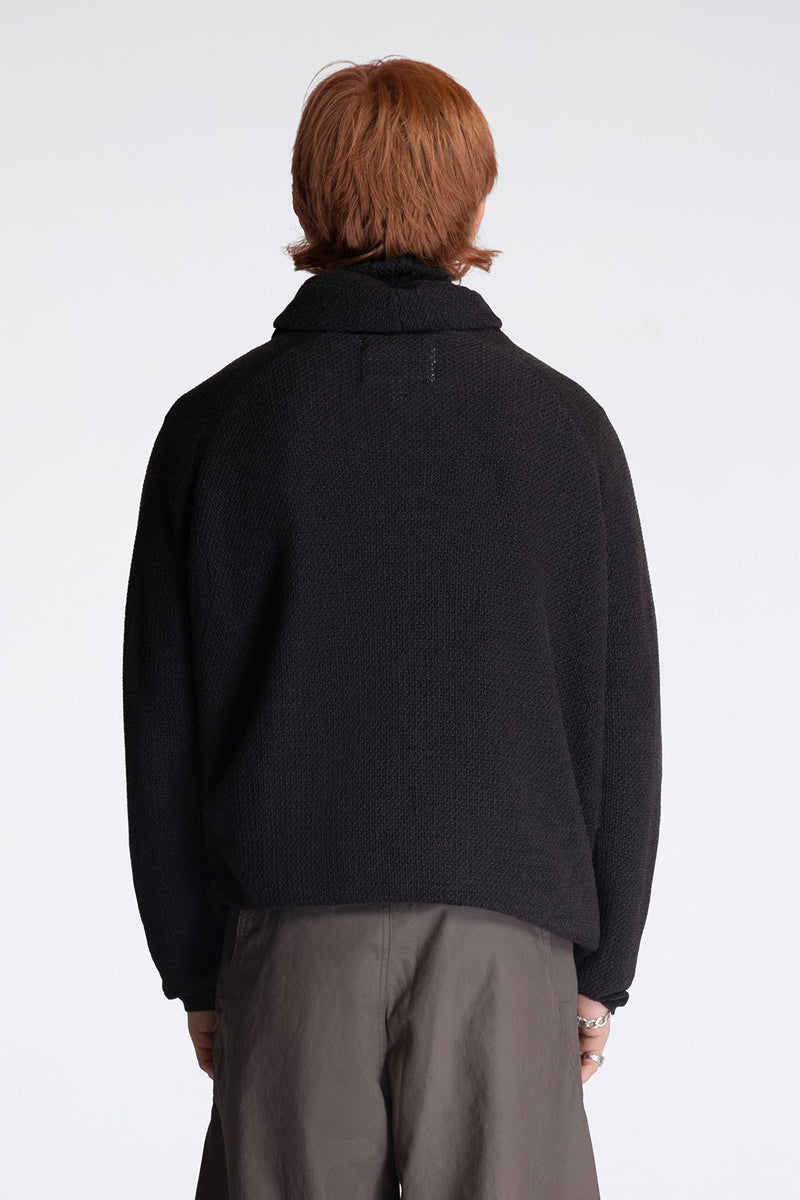 Perforated Wholegarment Knit Top Black