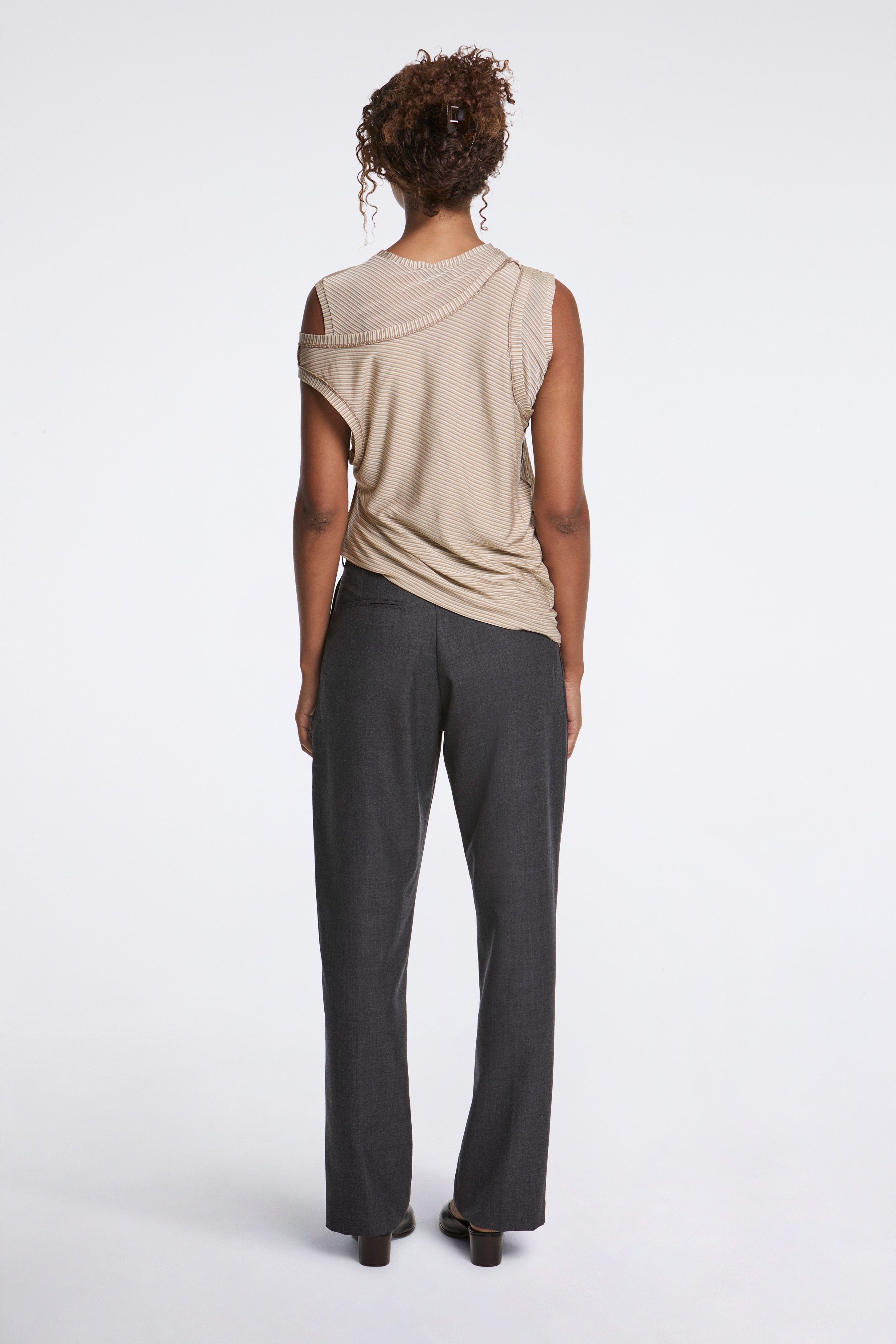 Double Layered Jersey Tank Sesame Stripe